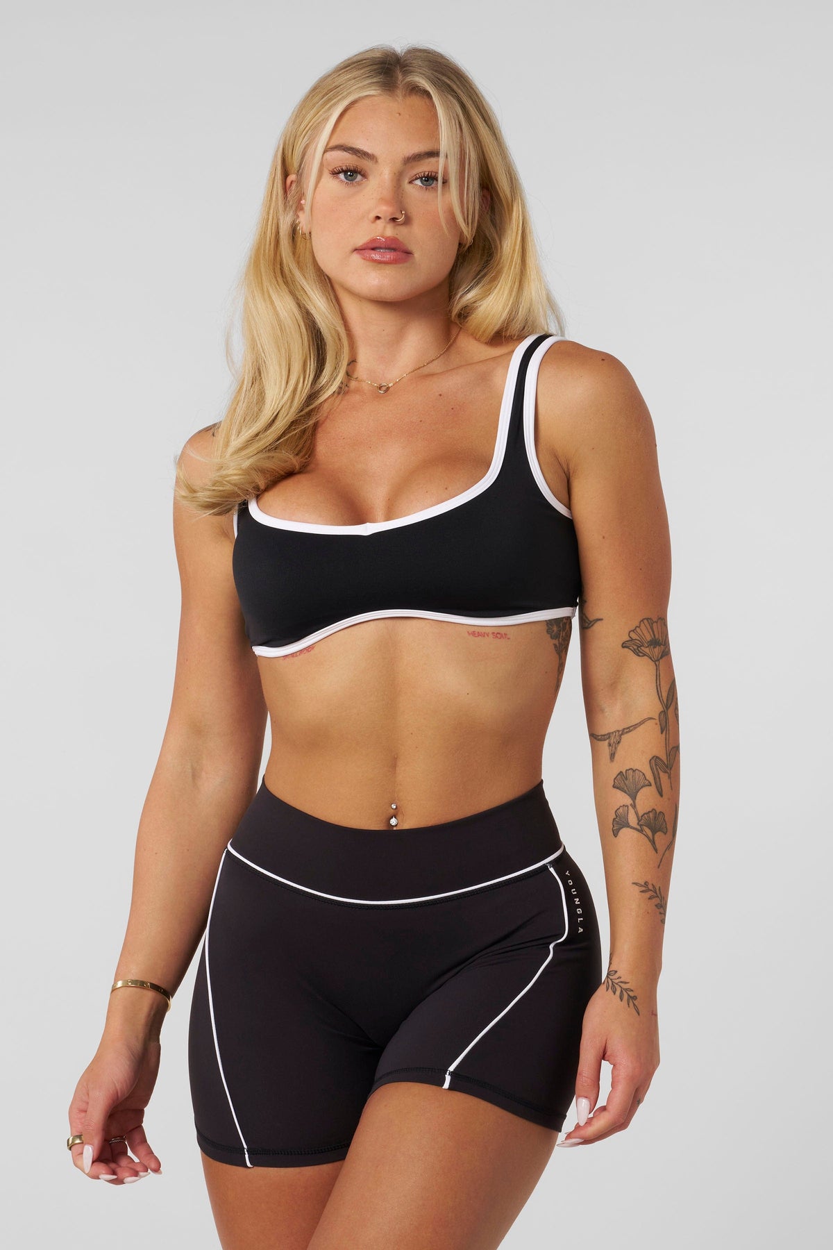 W366 - Elevate outline Bra — soft, brushed fabric with a sweetheart neckline, removable pads, and a comfortable fit for lounging, light activity, or layering in Black