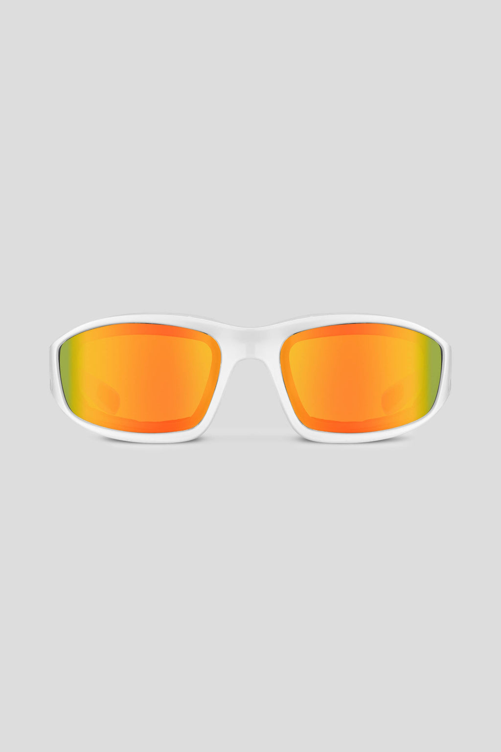 Wraparound sport sunglasses with wide lenses, created with the Tren Twins. 