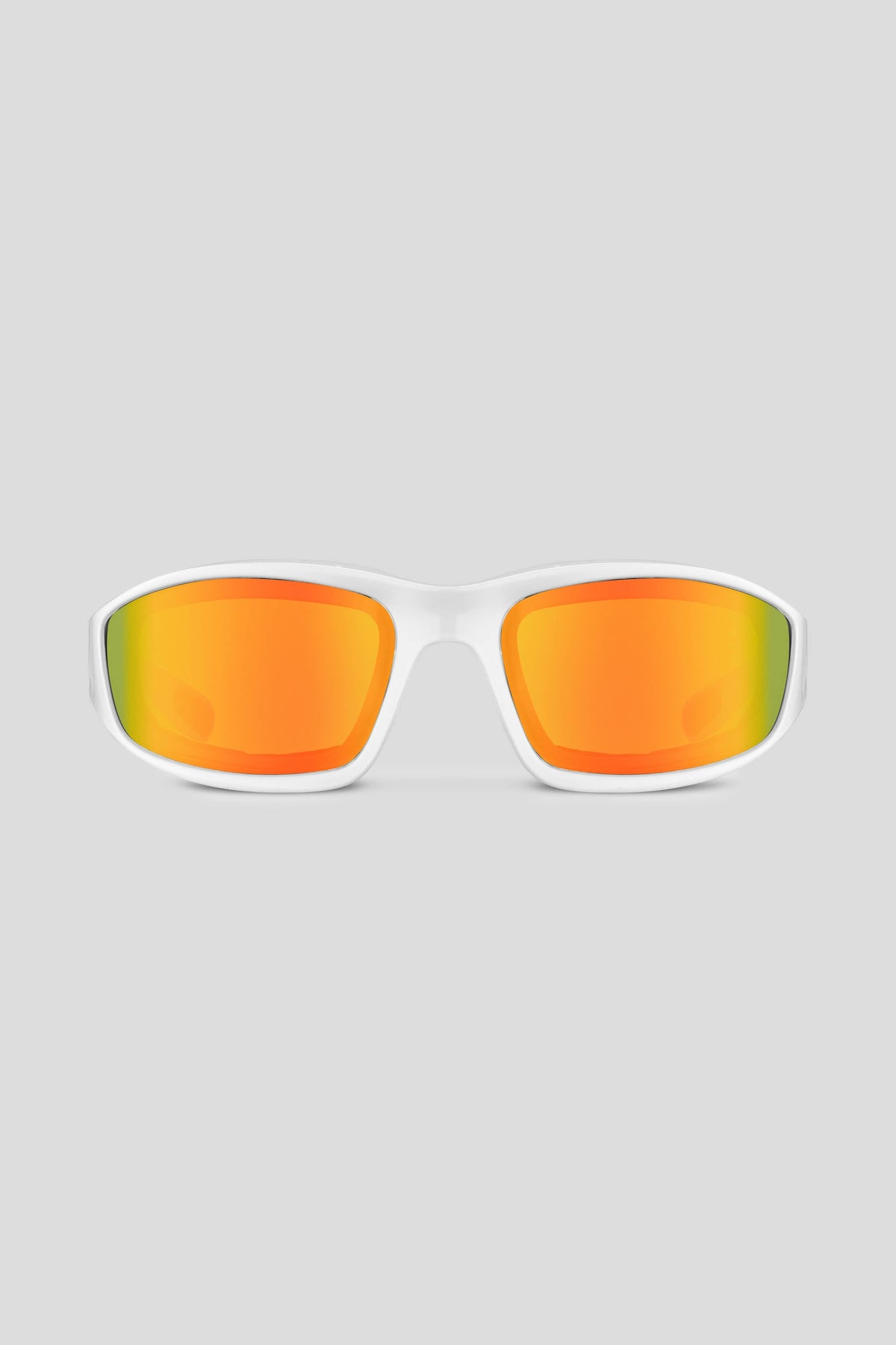 Wraparound sport sunglasses with wide lenses, created with the Tren Twins. 