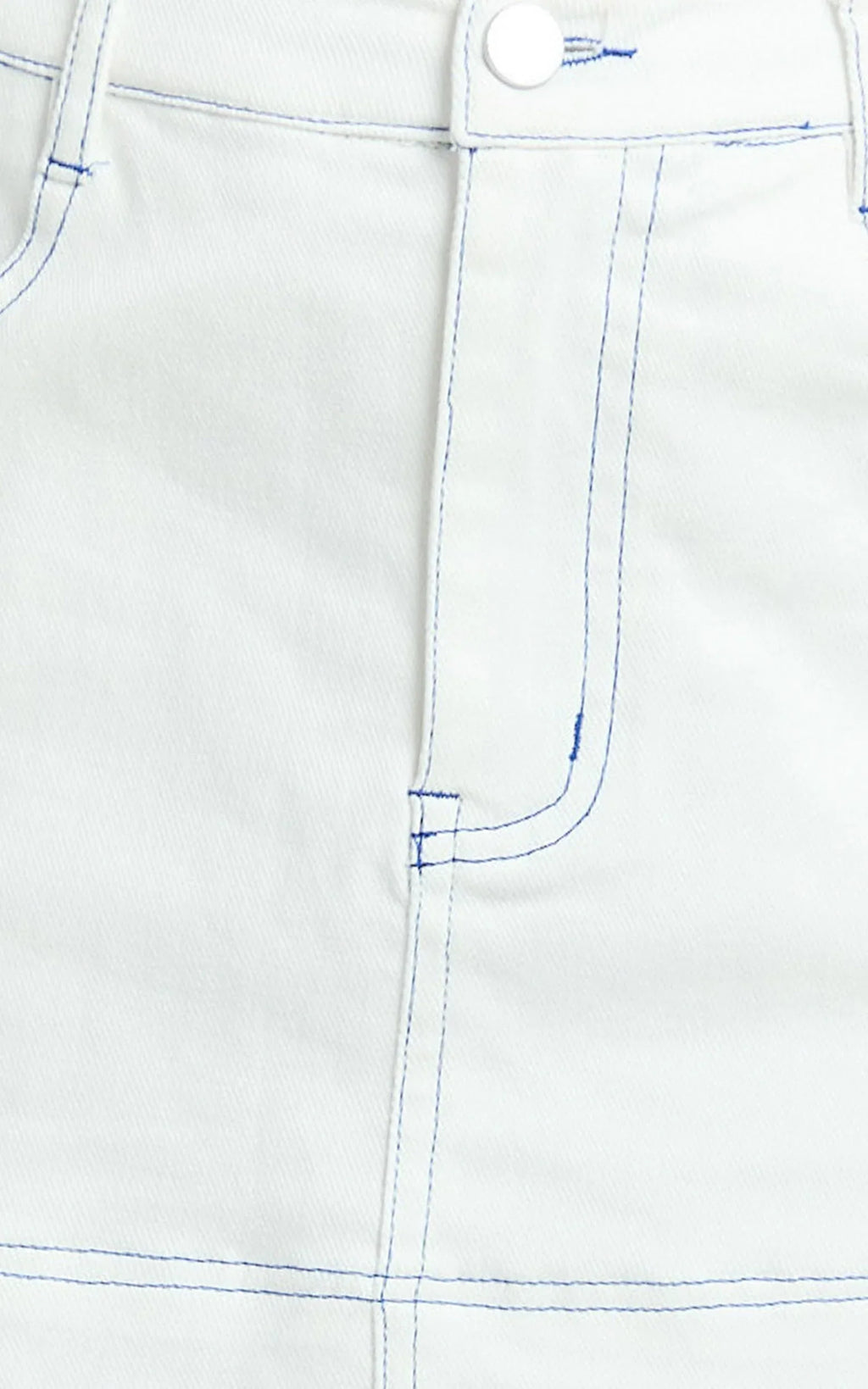 Richelle Skort - Mid Waisted Mini Skirt With Contrast Stitch Detail in Off White