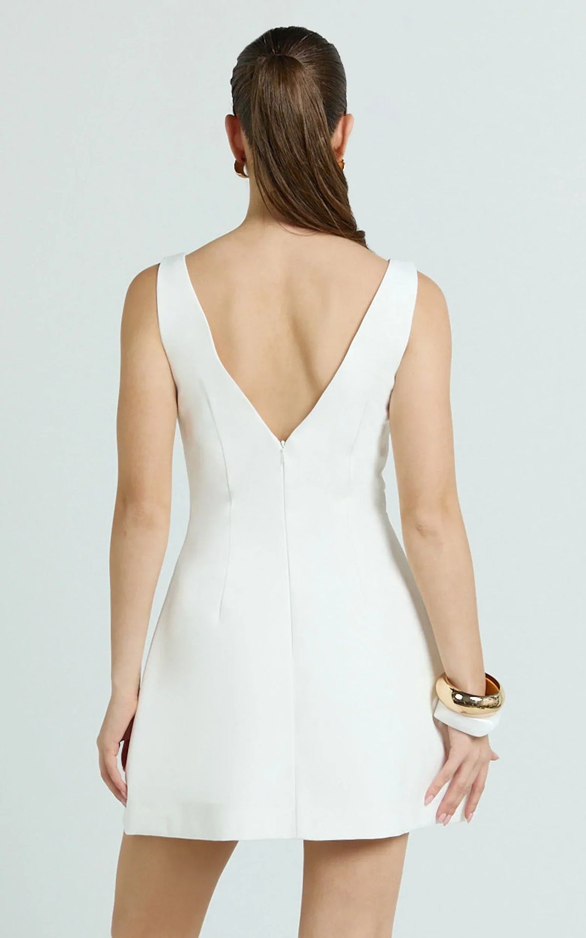 Karissa Mini Dress - V Neck Fit And Flare Dress in White