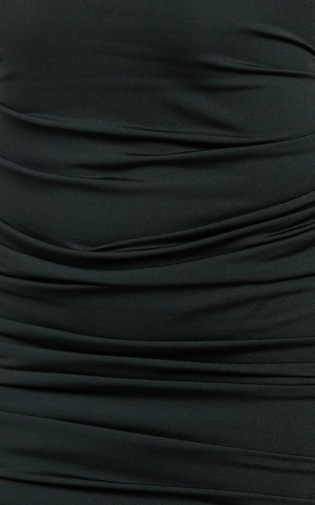 Misty Mini Dress - Wide Neckline Ruched Jersey Dress in Black