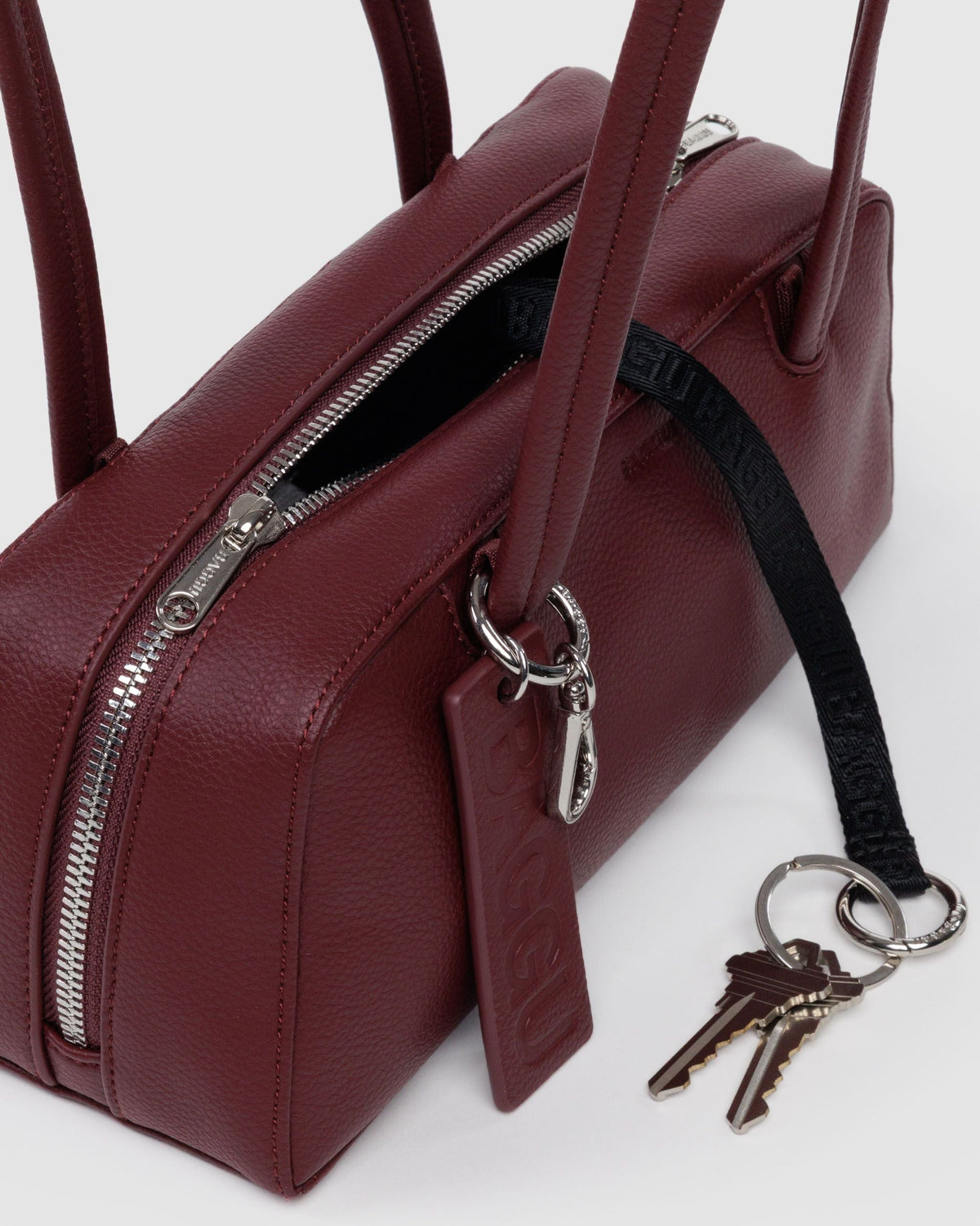Recycled Leather Bowler Bag - Mahogany - image 5