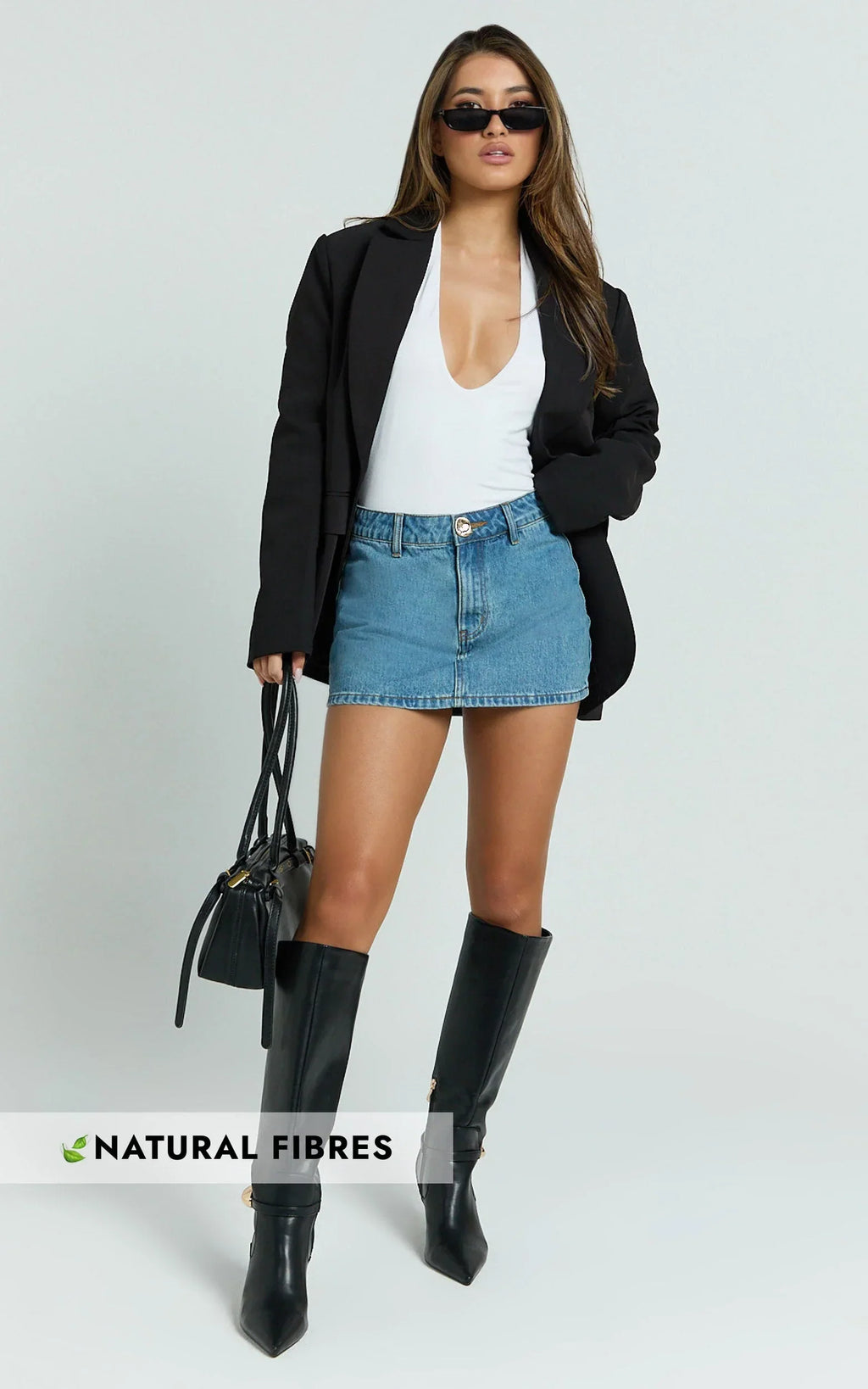 Fabia Skort - Denim Mid Rise Skort in Light Blue Wash
