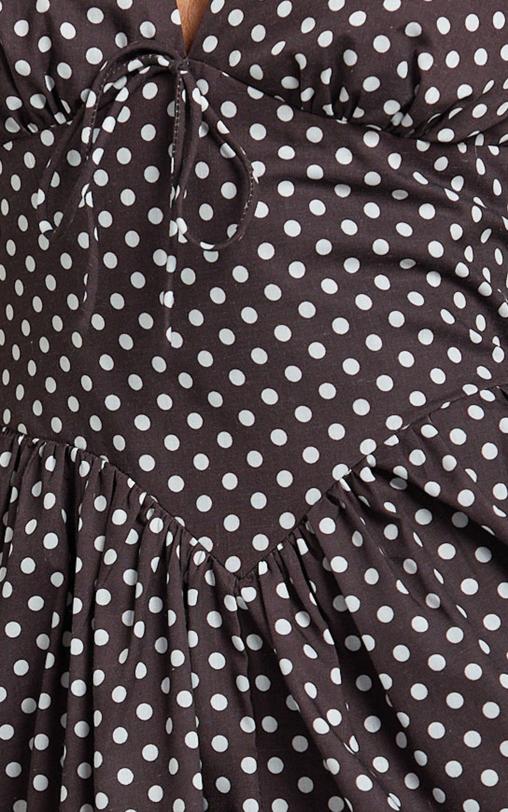 Abby Midi Dress - Sleeveless V-Neckline Dress in Chocolate Polkadot