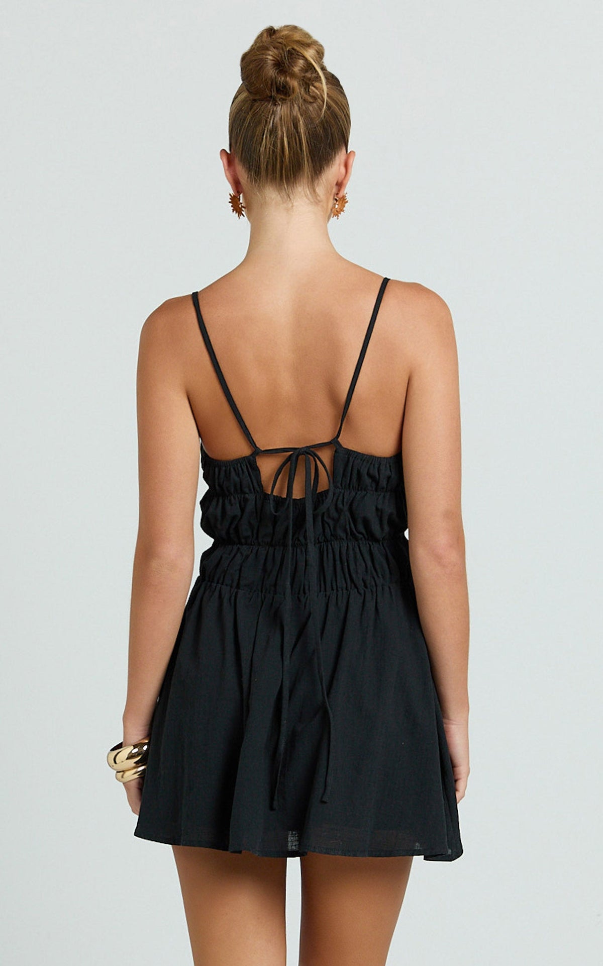 Aisha Mini Dress - Ruched Bust A Line Mini Dress in Black