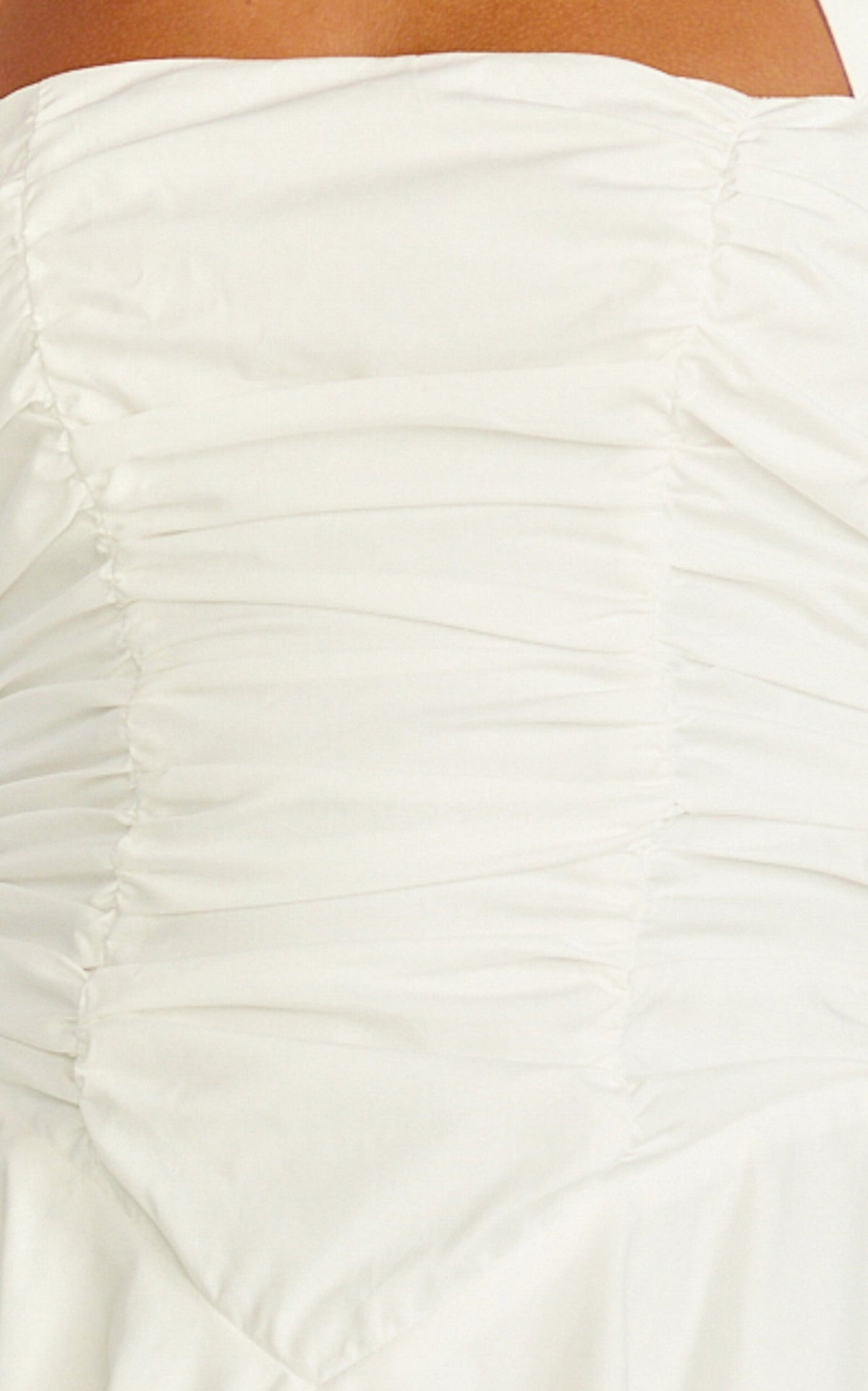 Anya Mini Dress - Halter Neck Gathered Top Drop Waist Fit And Flare Dress in White