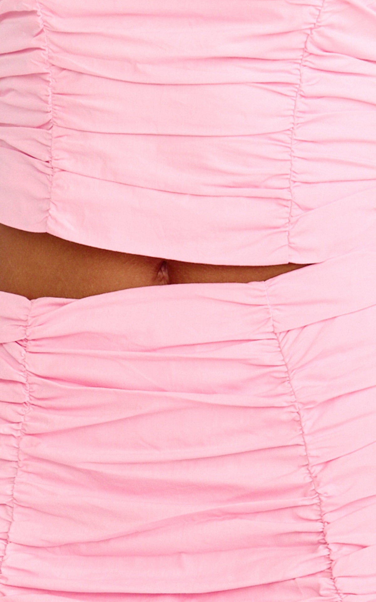 Anya Two Piece Top and Skirt Set - Gathered Halted Neck Top And High Waist  Maxi Skirt in Pink