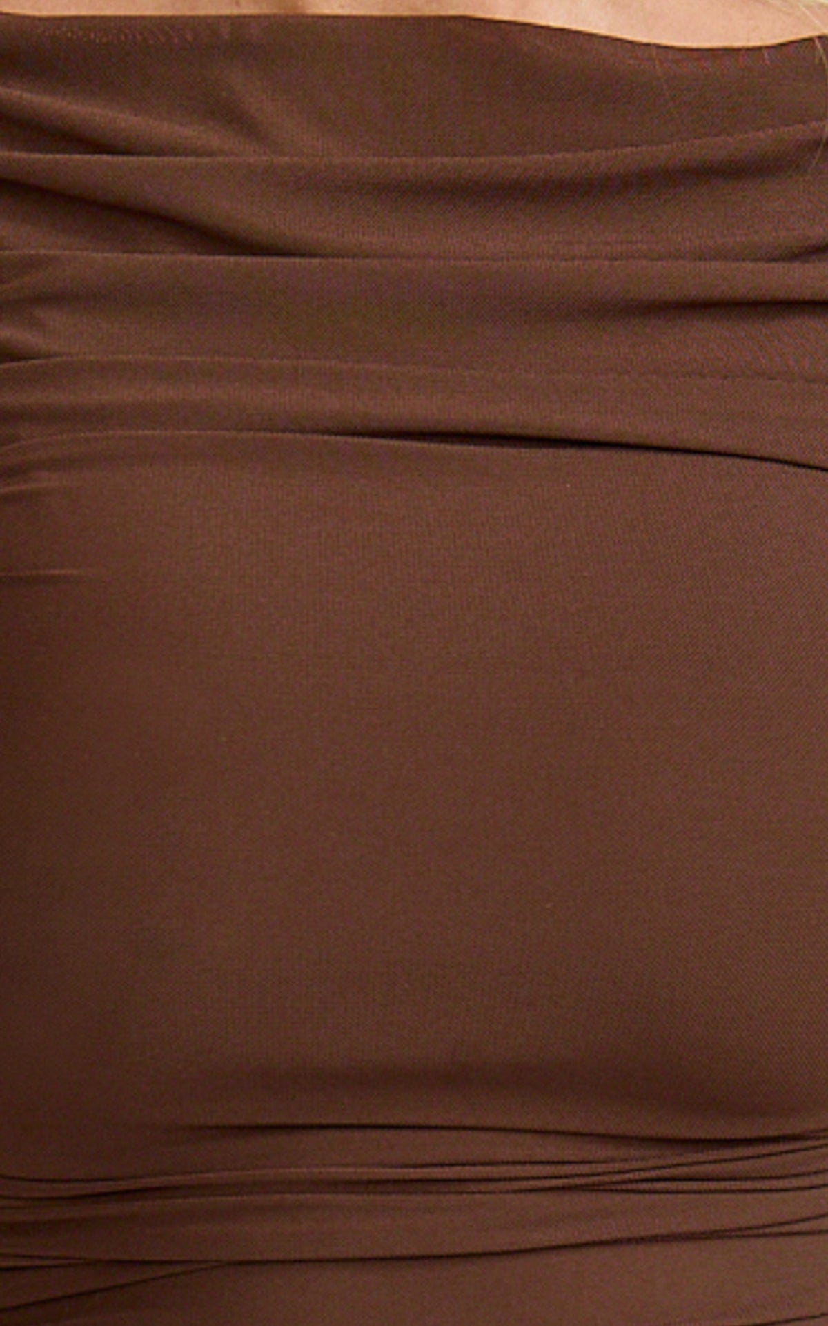 Ari Mini Dress - High Neck with Knot Detail Dress in Chocolate
