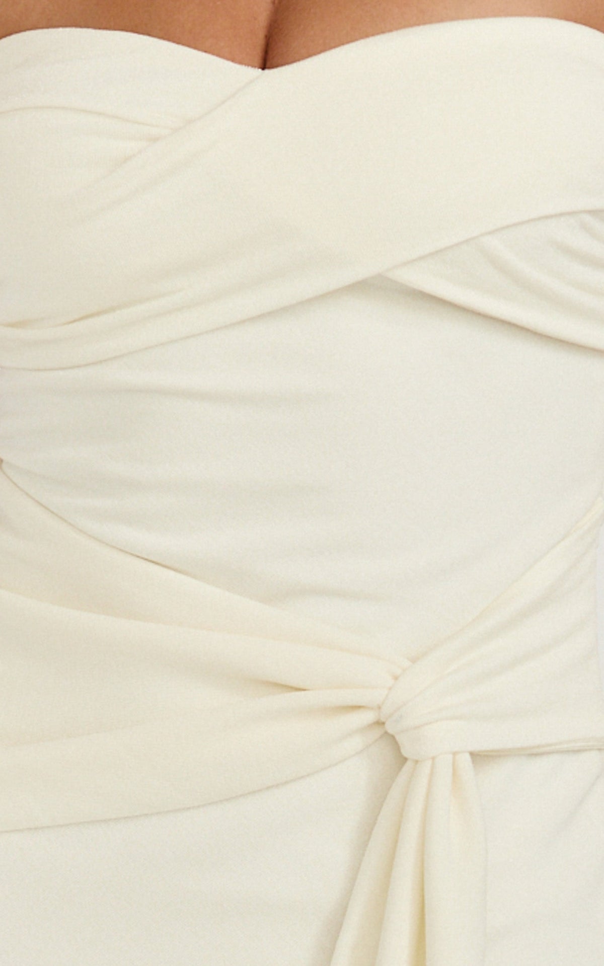 Aria Midi Dress - Strapless Tie Waist Dress in Off White