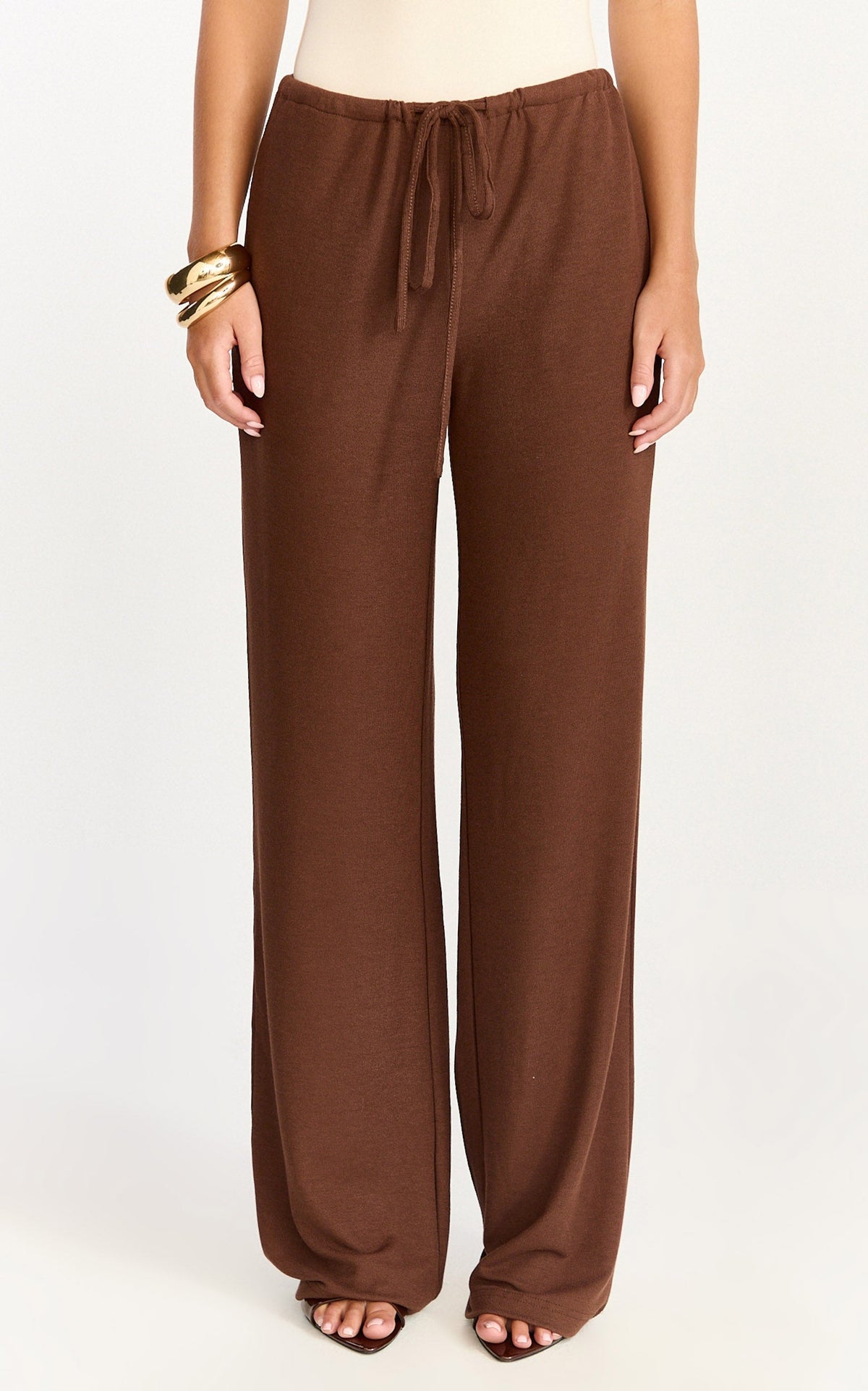 Astrid Pants - Low Waist Wide Leg Pants in Chocolate