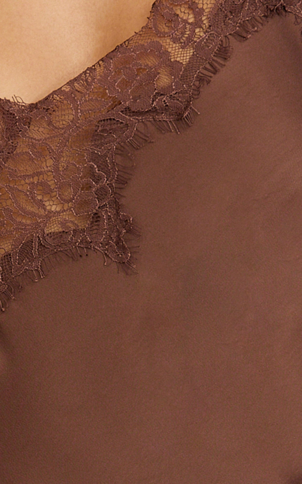 Ava Midi Dress - Lace Trim Scallop Hem Camisole Dress in Chocolate