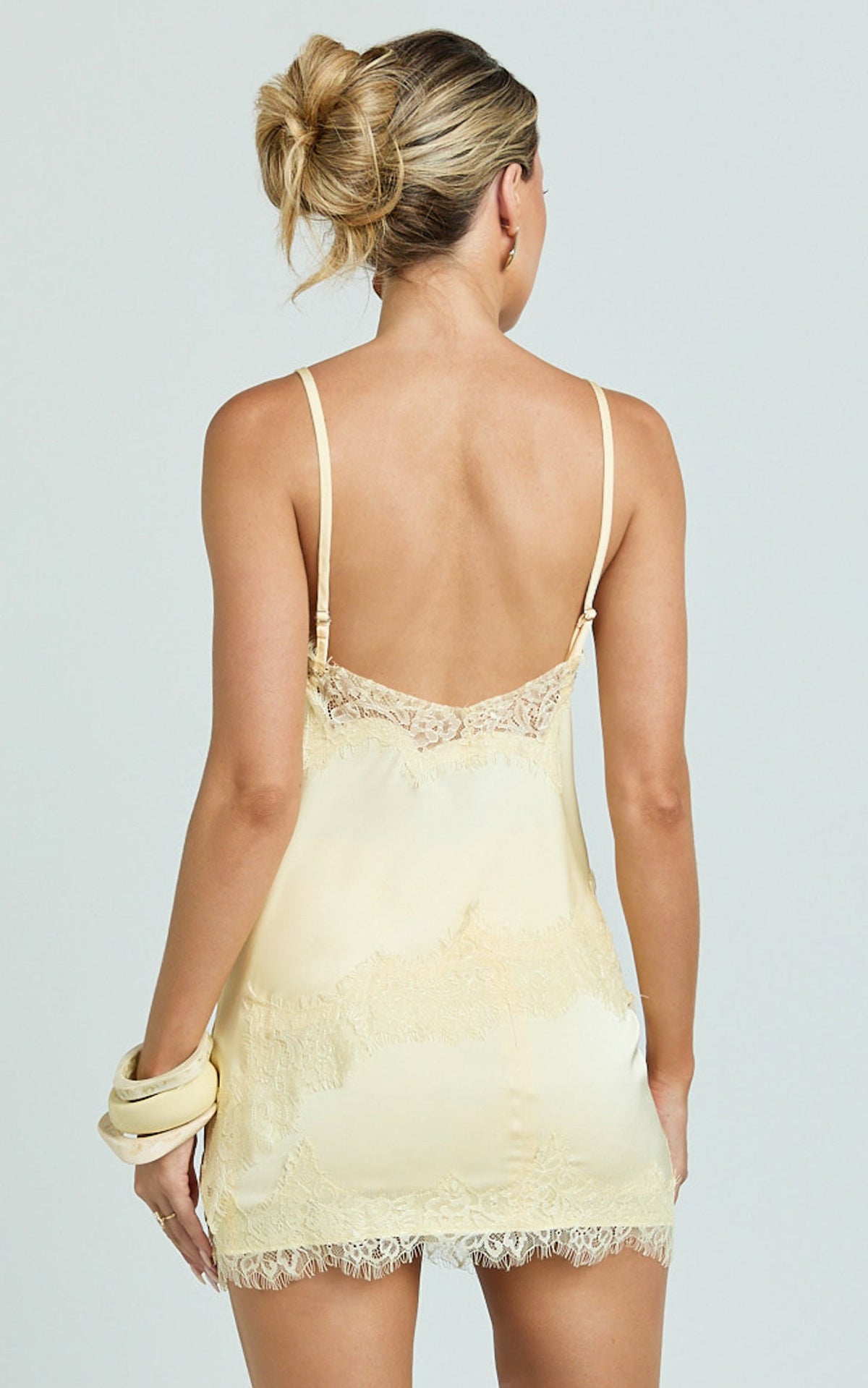 Ava Mini Skirt - Lace Trim Skirt in Lemon