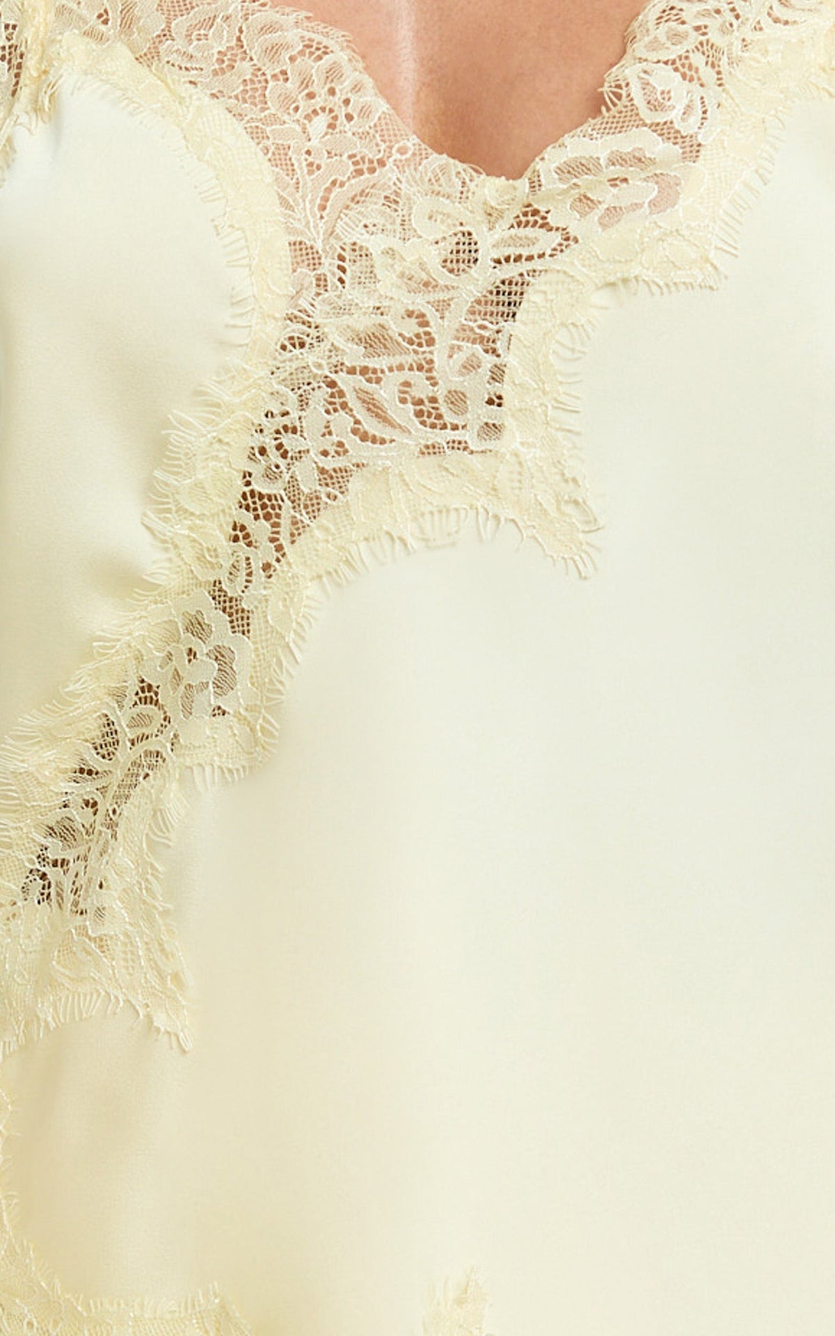 Ava Top - Lace Trim Asymmetrical Camisole Top in Lemon