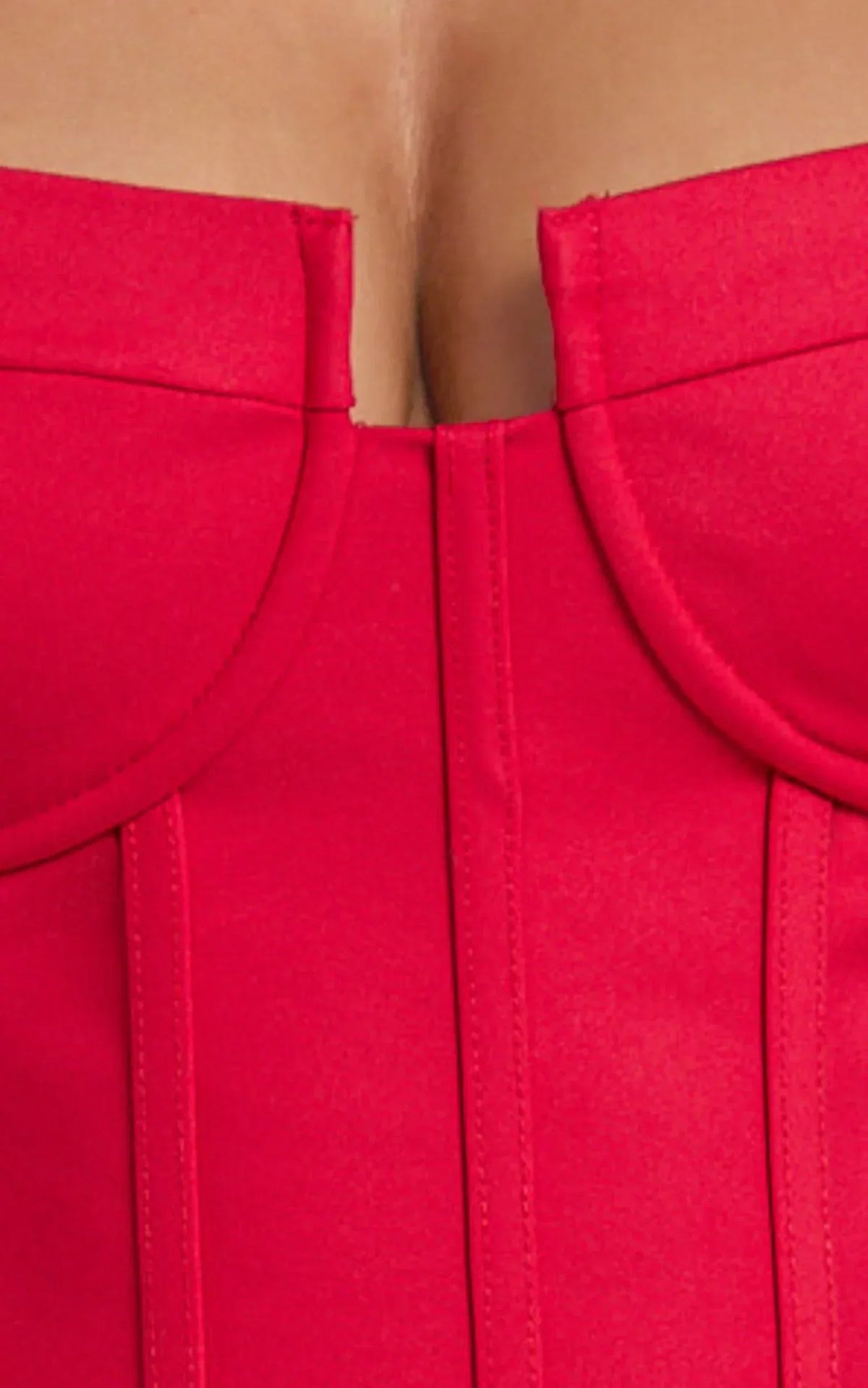 Brigitte Bodysuit - Sweetheart Paneled Bodysuit in Red