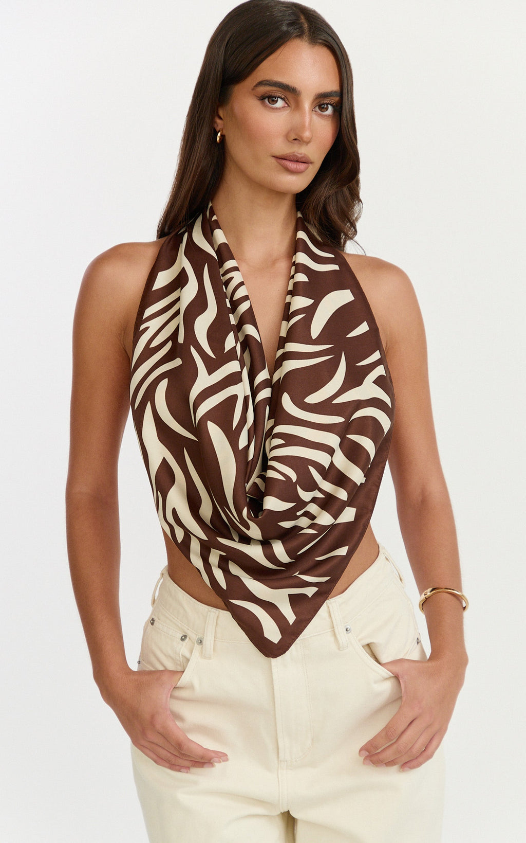 Beata Scarf - Animal Print Scarf in Brown