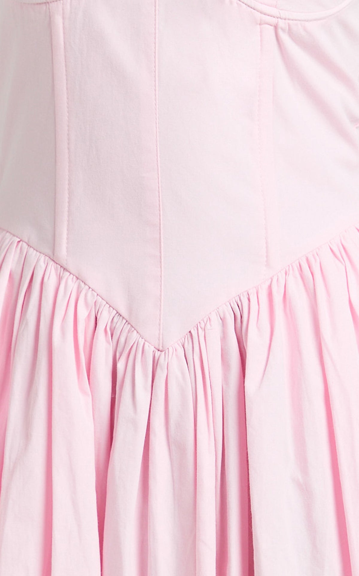 Beckett Midi Dress - Scoop Neck Drop V Waist Gathered Skirt Dress in Pink