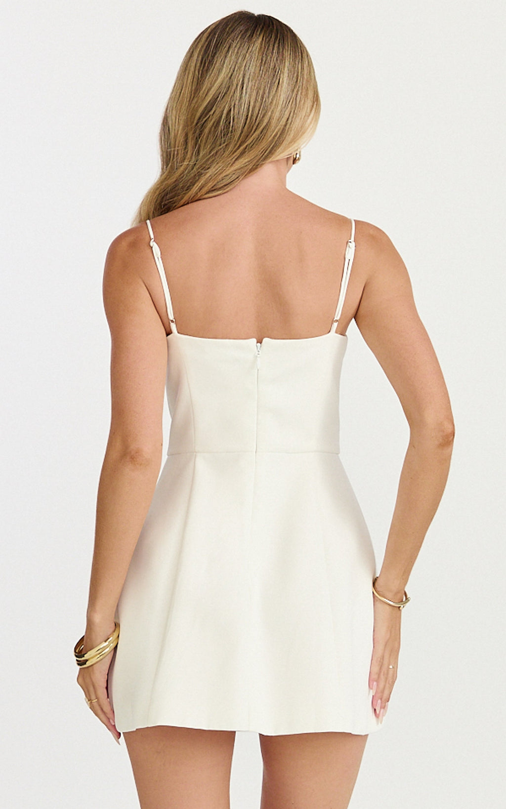 Benson Mini Dress - Sweetheart Fit And Flare Tulip Dress in Off White