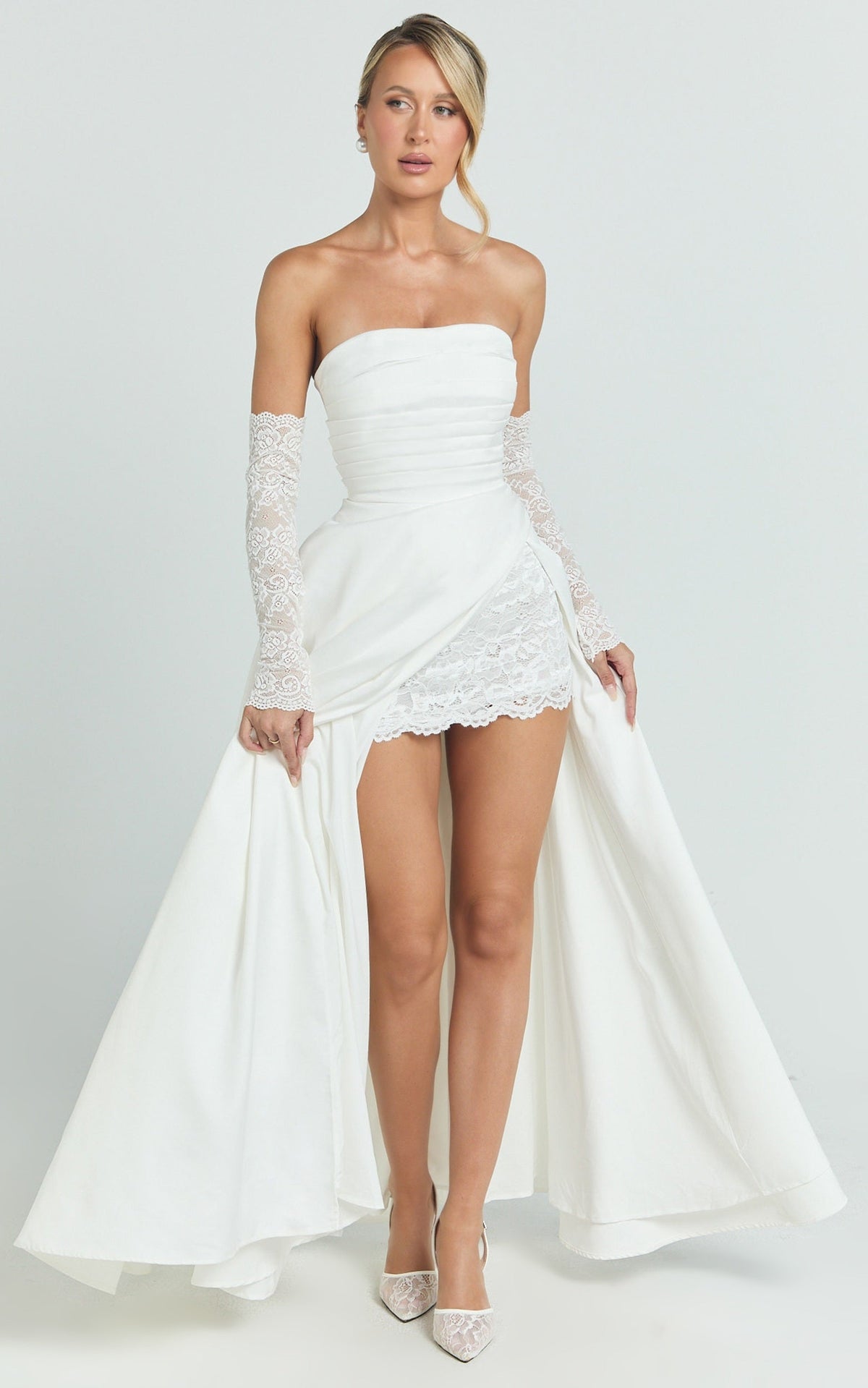 Bianca Maxi Dress - Strapless Fit And Flare Dress in Ivory