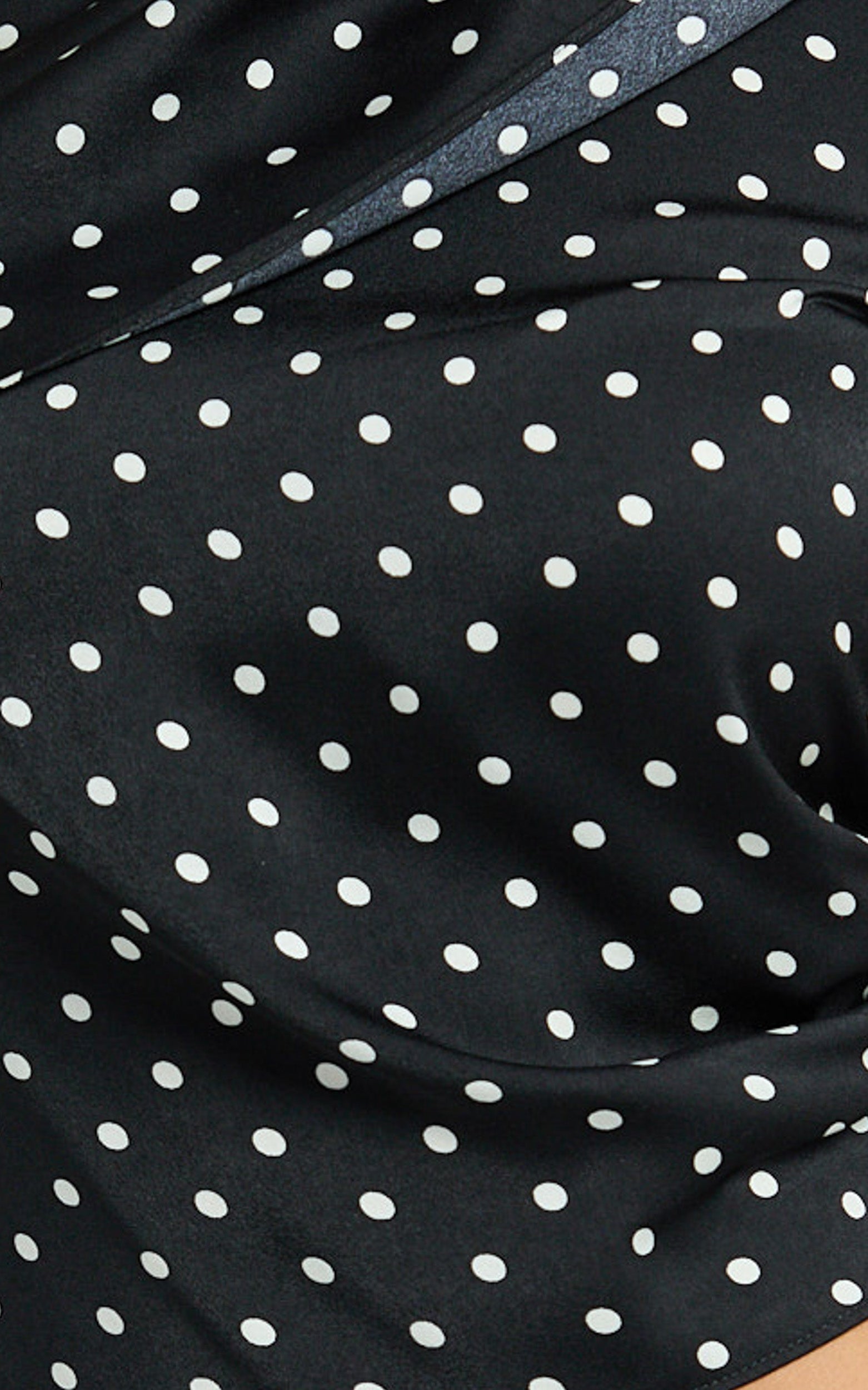 Blanca Top - One Shoulder Bias Cut Top in Black Polka Dot