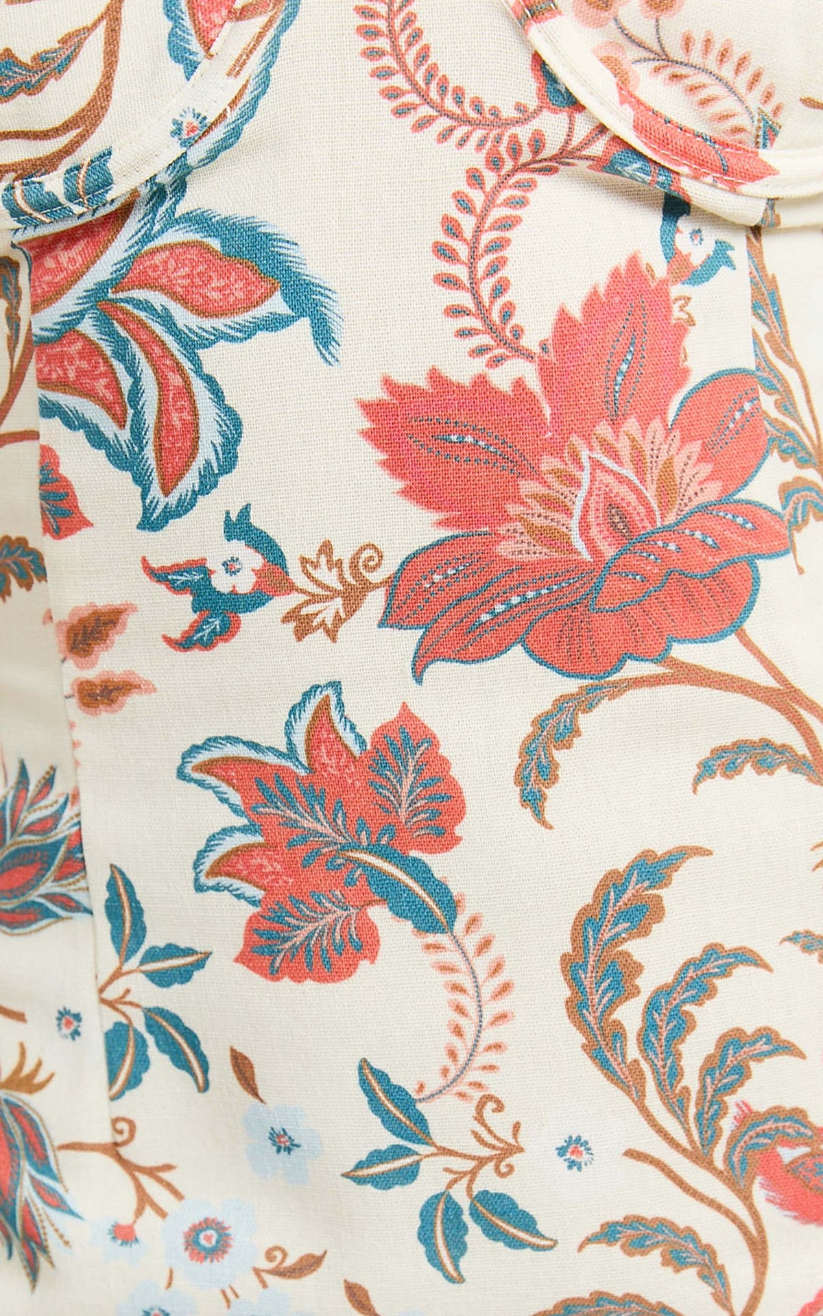Drew Midi Dress - Linen Cross Back Bustier Dress in Summer Chintz