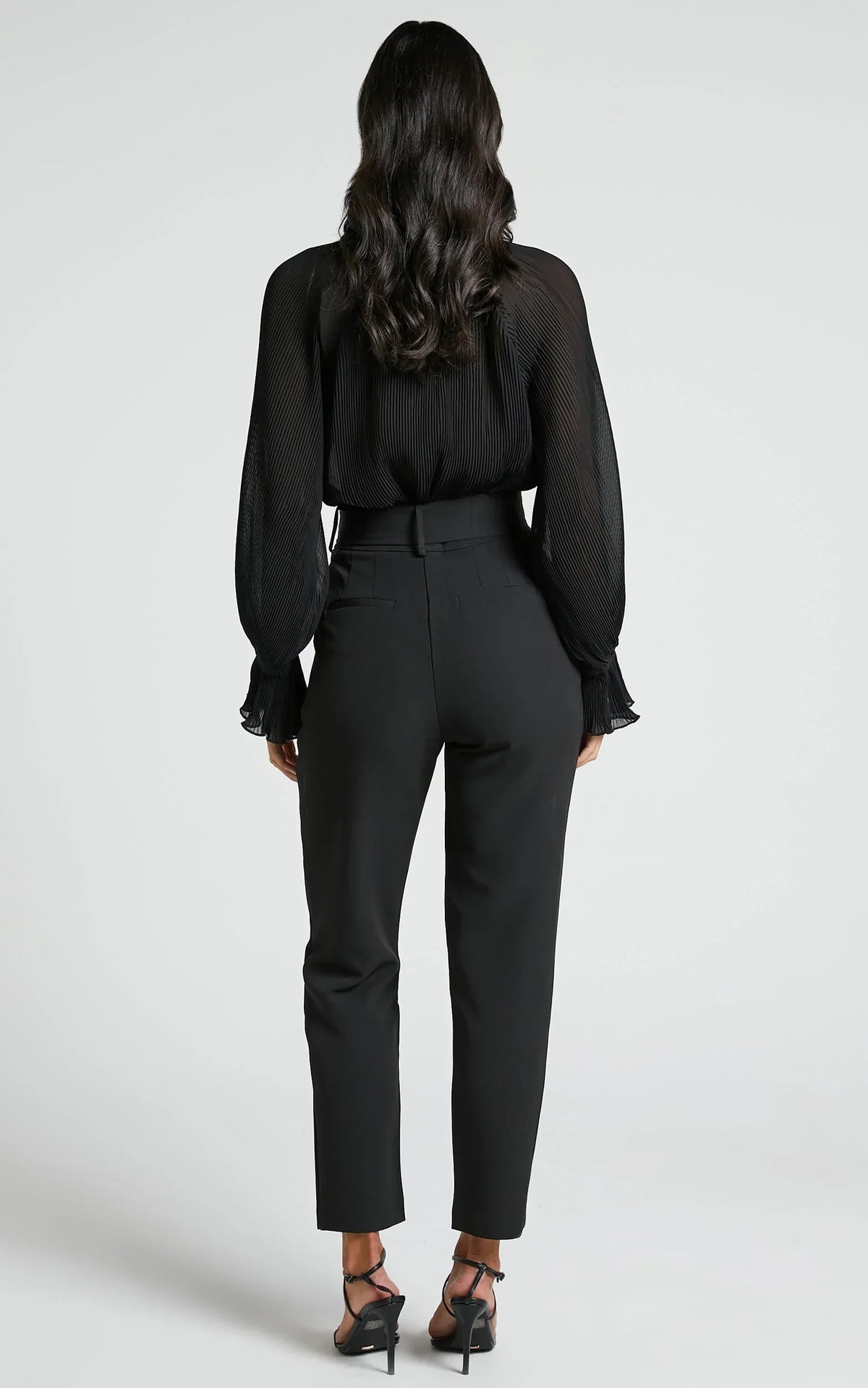 Milica Trousers - Belted High Waisted Trousers in Black