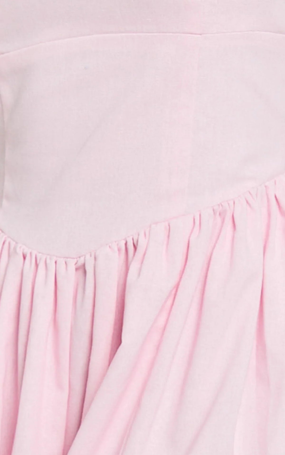 Morris Midi Dress - Linen Scoop Neck Gathered Dress in Pink