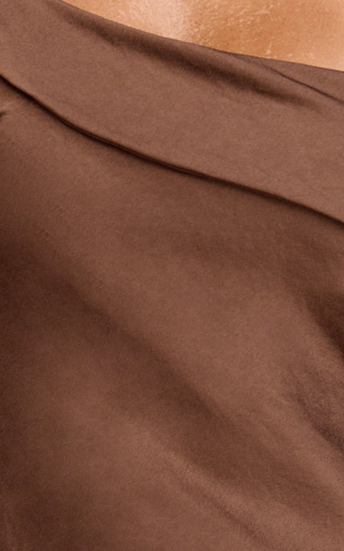 Calix Midi Dress - One Shoulder Slip Dress in Chocolate