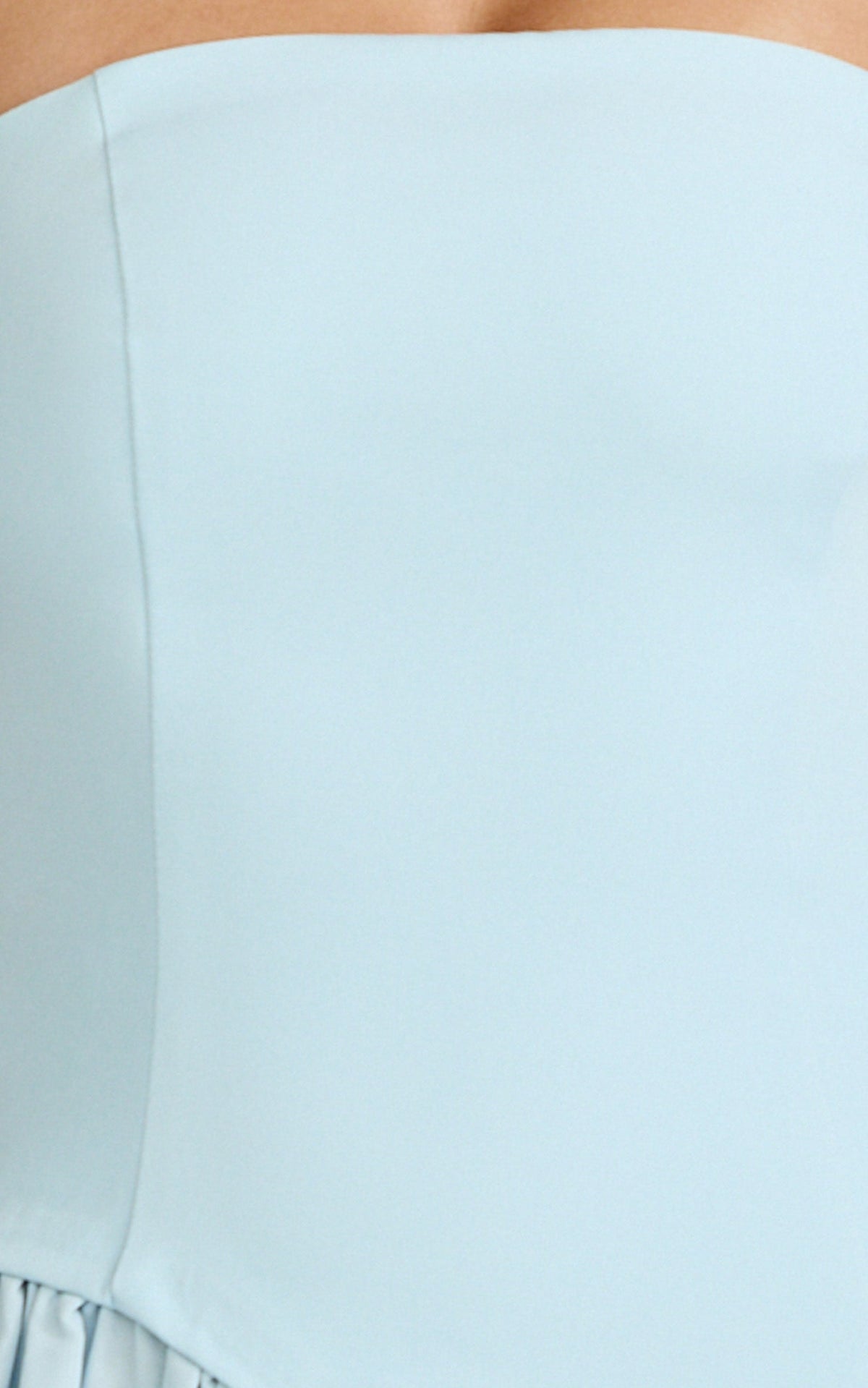 Calla Mini Dress - Strapless Gathered Asymmetric Dropped Waist Dress in Light Blue