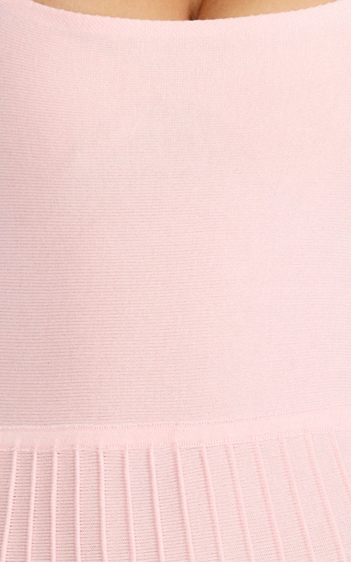 Candace Midi Dress - Halter Neck Ribbed Knit Dress in Pale Pink