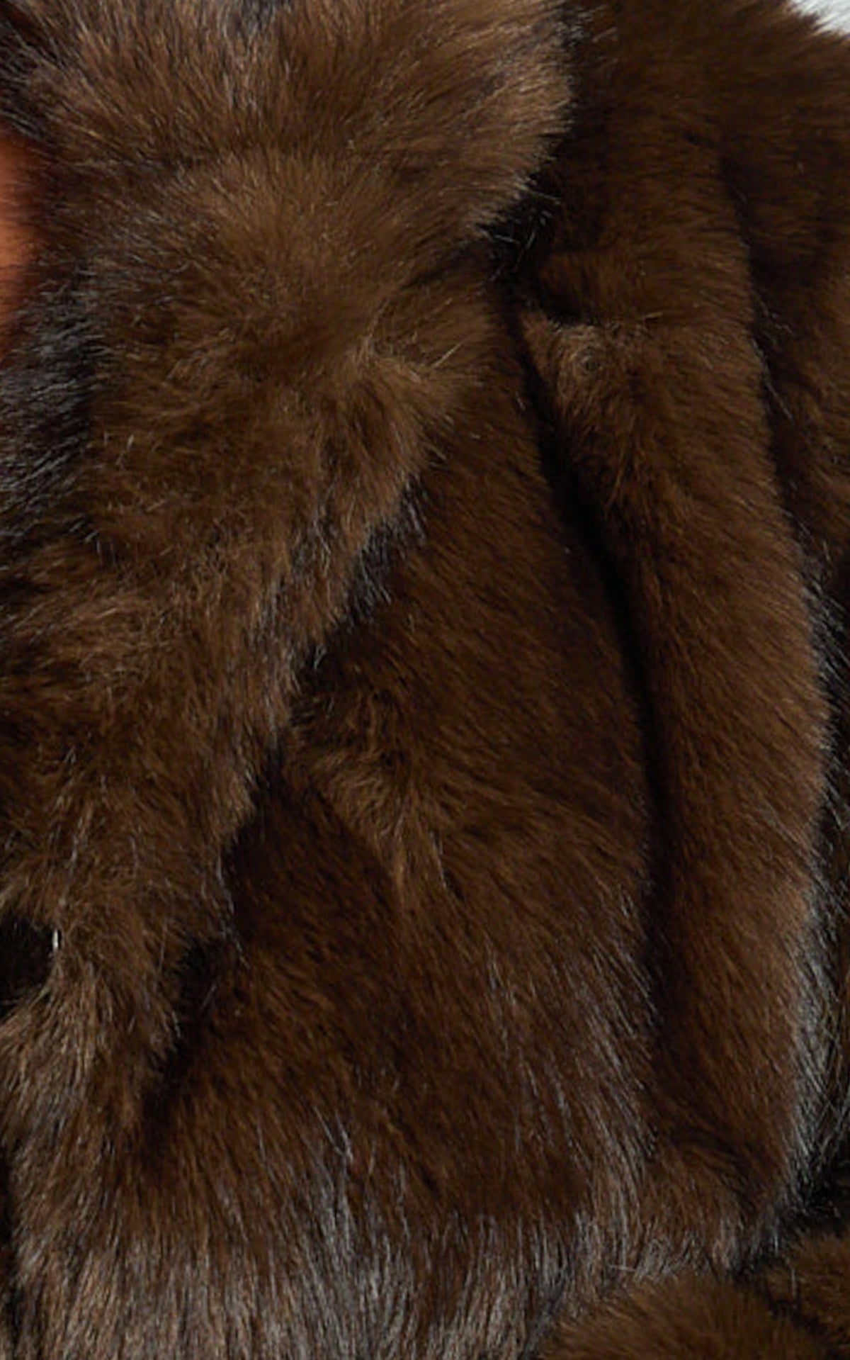 Charisse Coat - Oversized Crop Faux Fur Coat in Coffee