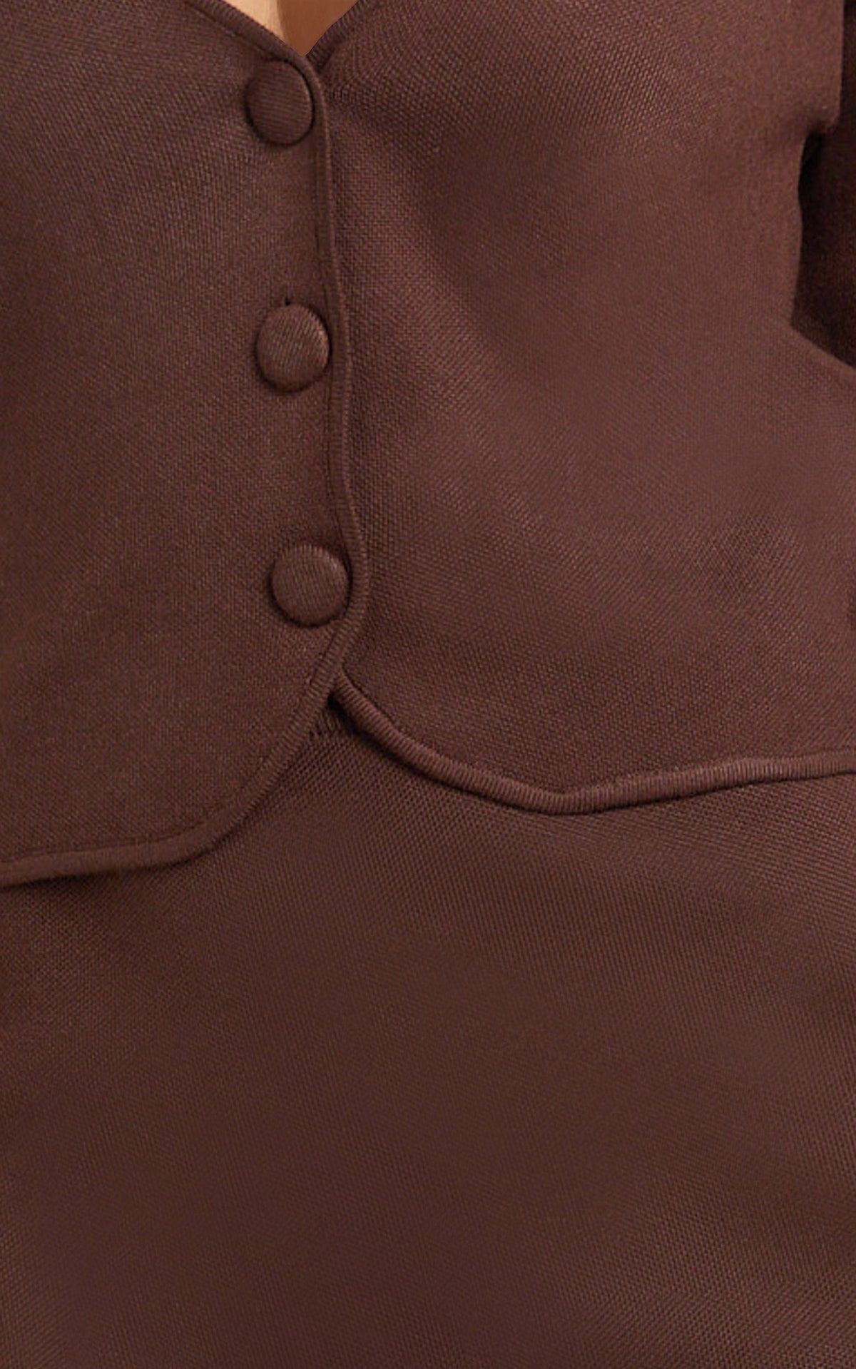 Charisse Two Piece Top and Skirt Set - Knit Cardigan And Mini Skirt in Chocolate