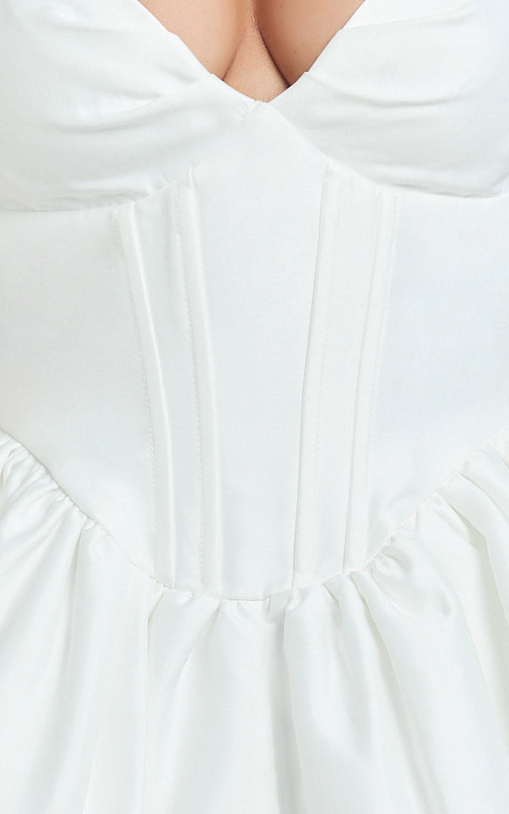 Charlee Mini Dress - Plunge Fit And Flare Dress in Ivory