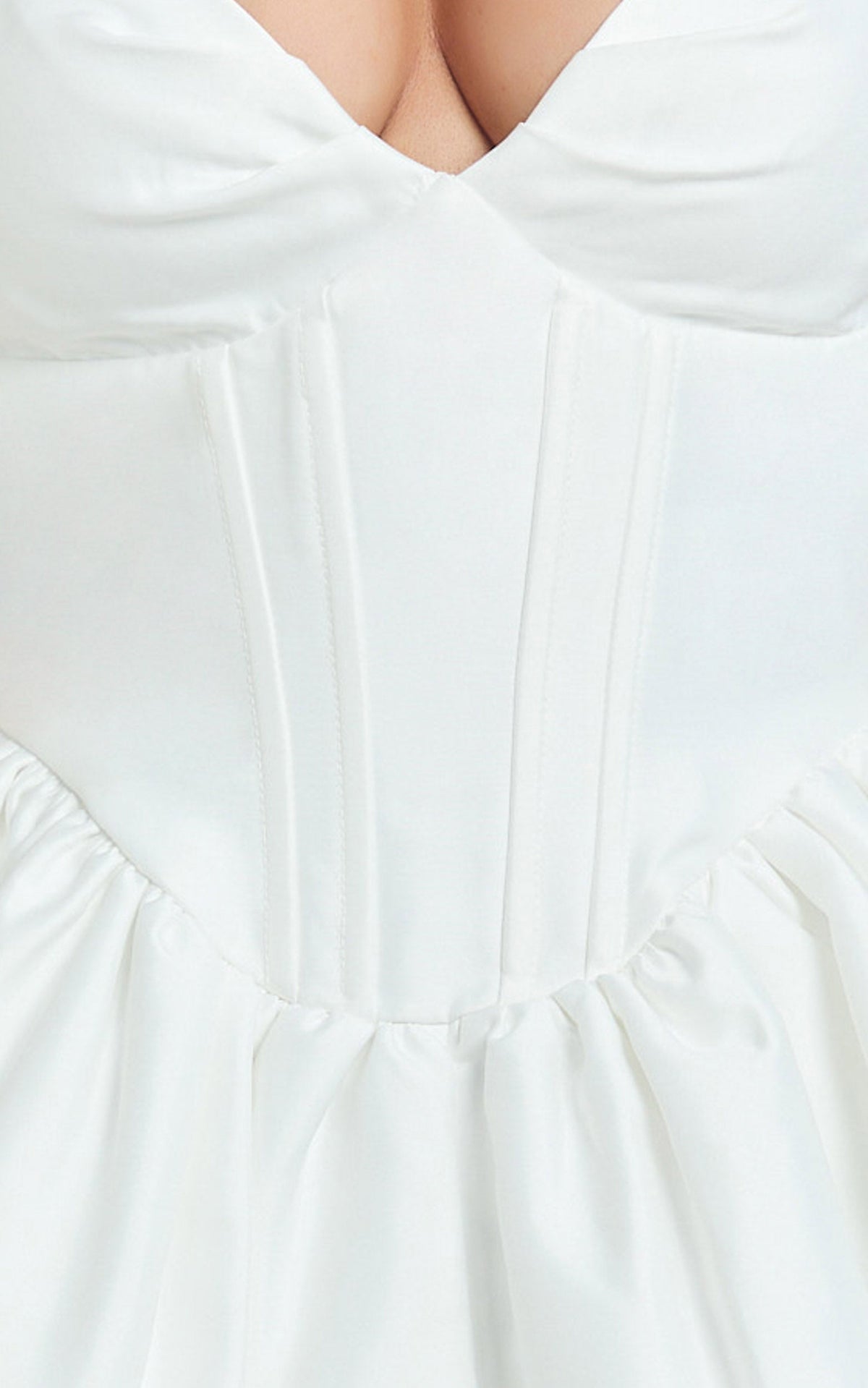 Charlee Mini Dress - Plunge Fit And Flare Dress in Ivory