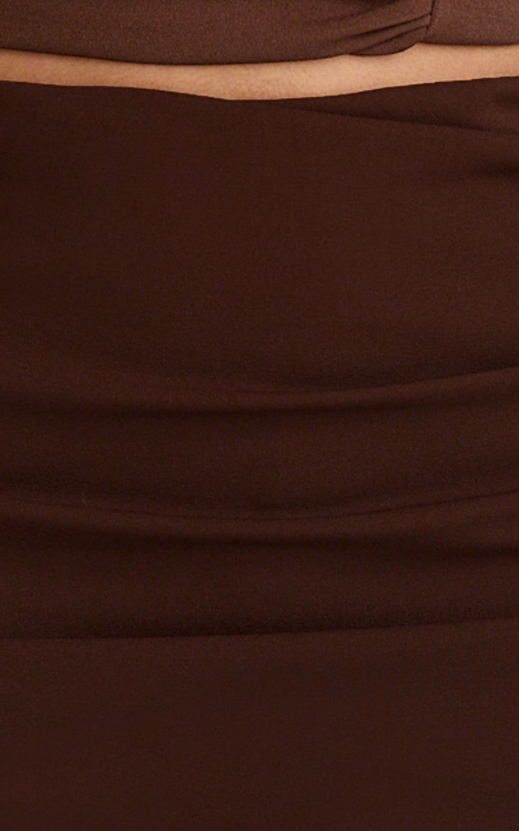 Cleo Mini Skirt - Mid Waisted Gathered Skirt in Chocolate