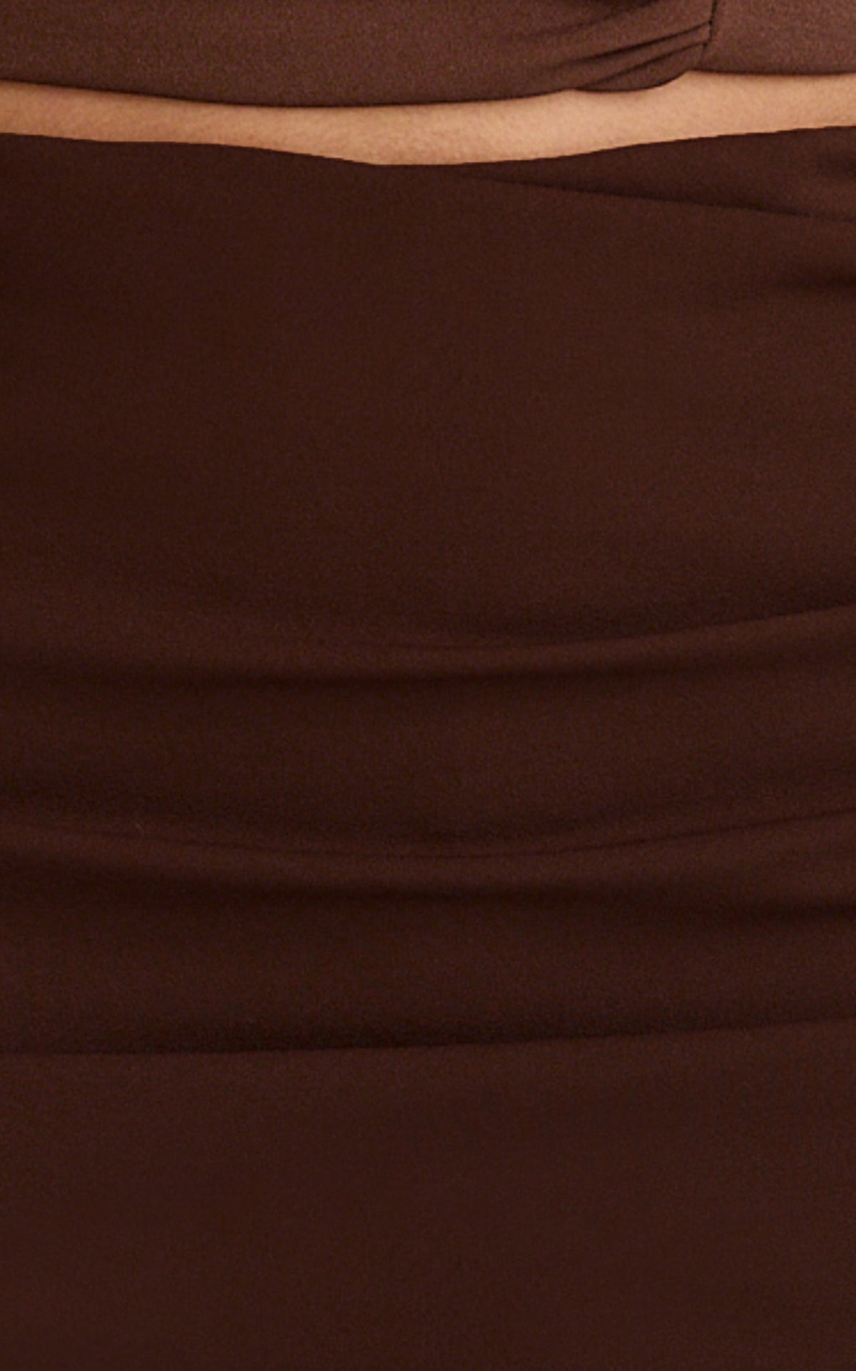 Cleo Mini Skirt - Mid Waisted Gathered Skirt in Chocolate