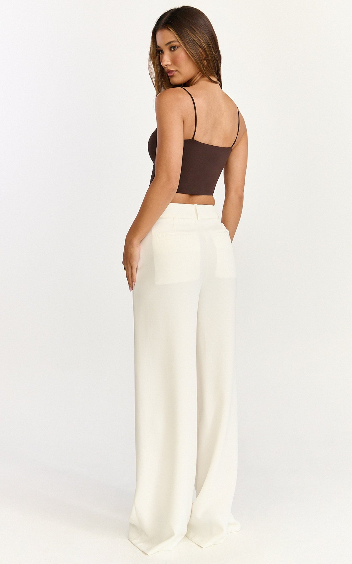 Delphine Top - Strap Straight Neck Top in Chocolate