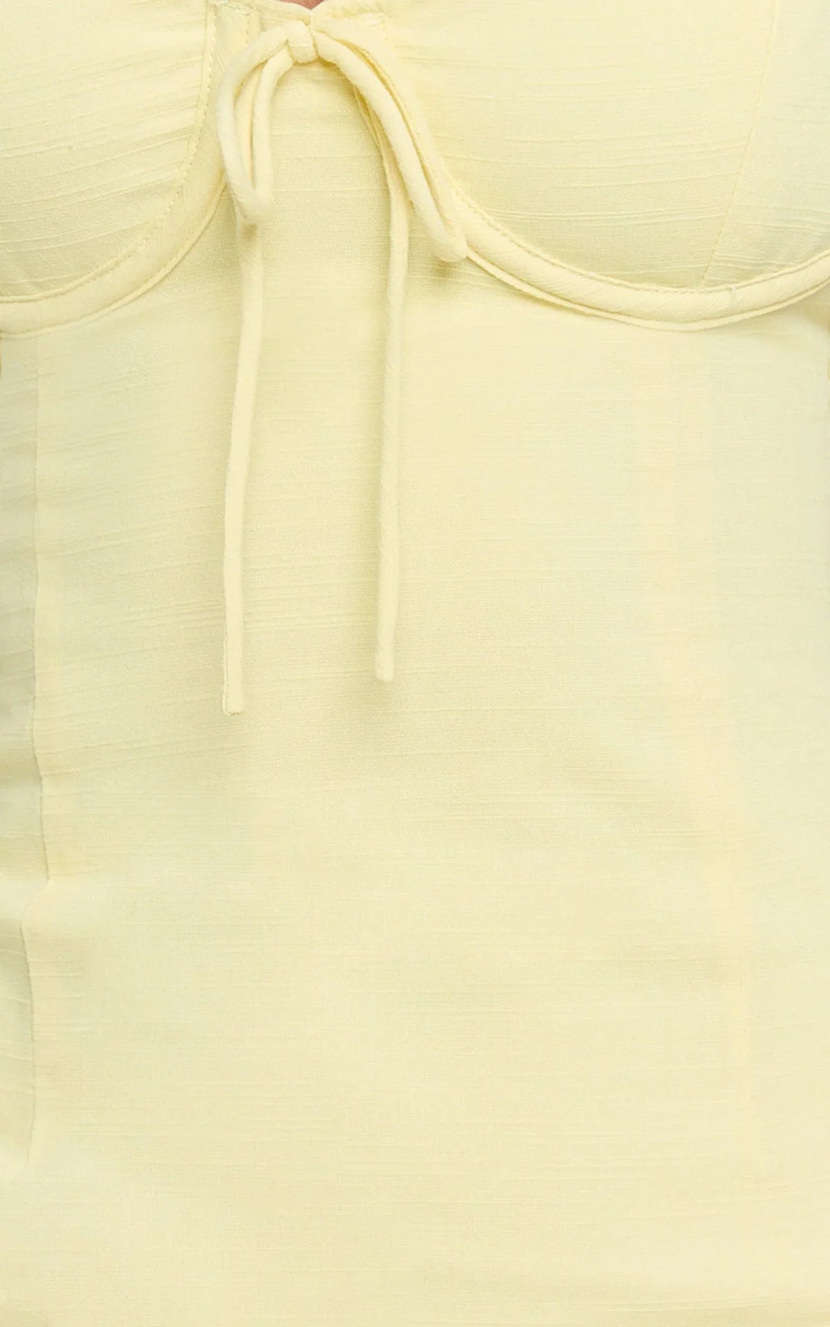 Mikayla Mini Linen Blend Dress - Sweetheart Ruched Bust Fitted Dress in Lemon