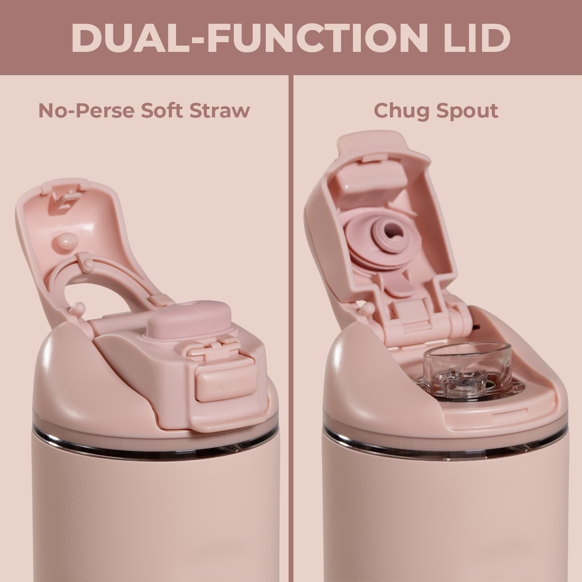 Dusty Rose 14oz Ease2o Lid: Soft Straw and Chug Spout Options