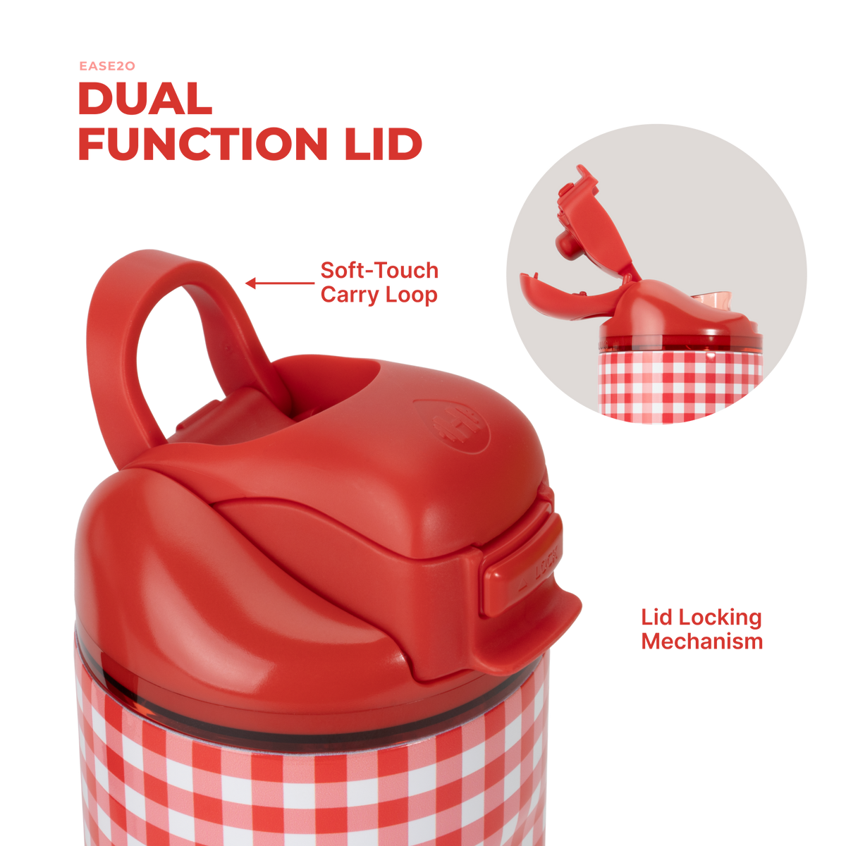 Summer Picnic Ease2o 14oz Dual-Function Lid with Soft-Touch Carry Loop
