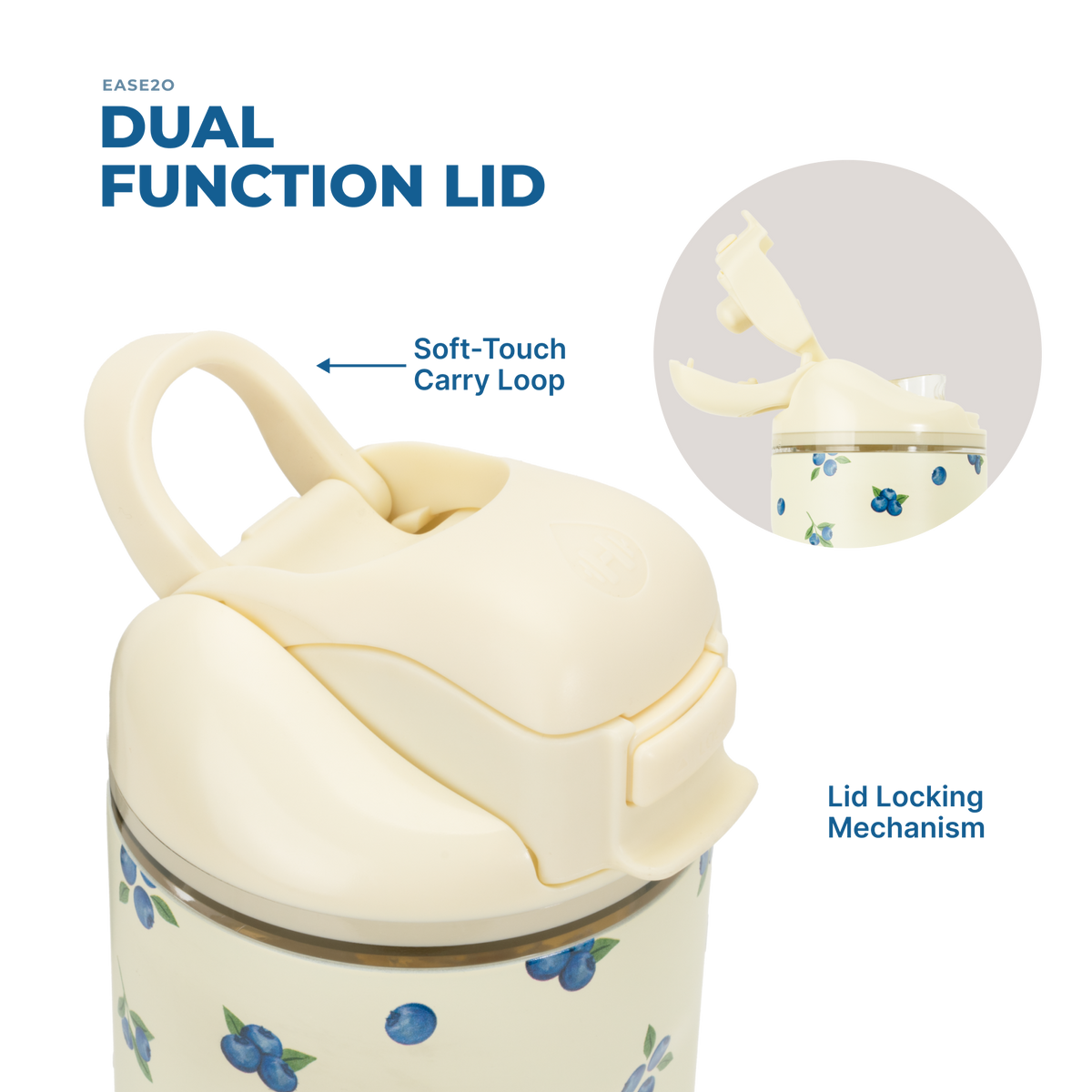 Freshly Pick'd 32oz Ease2o Lid: Soft Straw and Chug Spout Options
