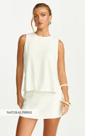 Eddie Top - Linen Blend Shell Top in White