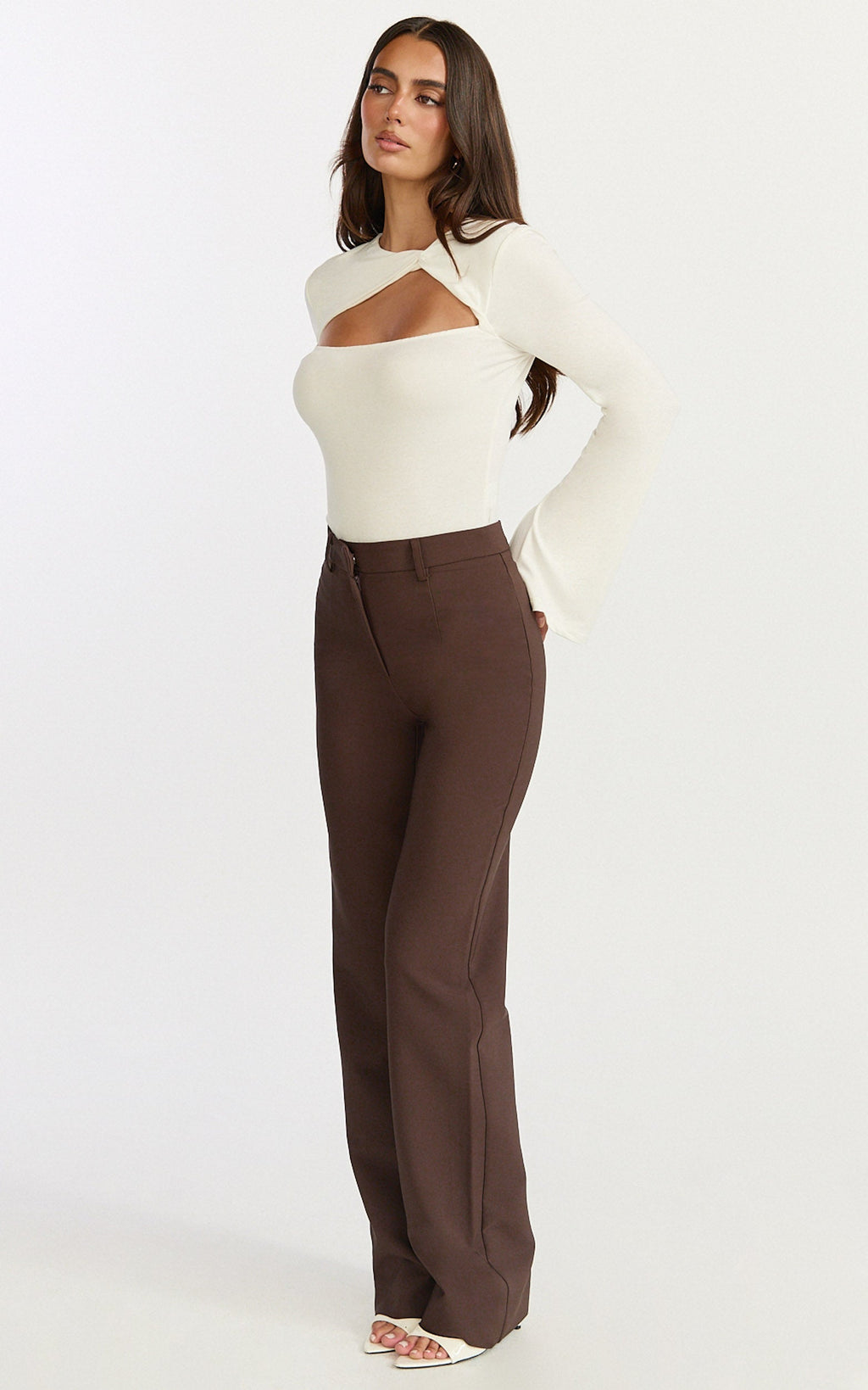 Edith Top - Twist Detail Long Sleeve Top in Cream
