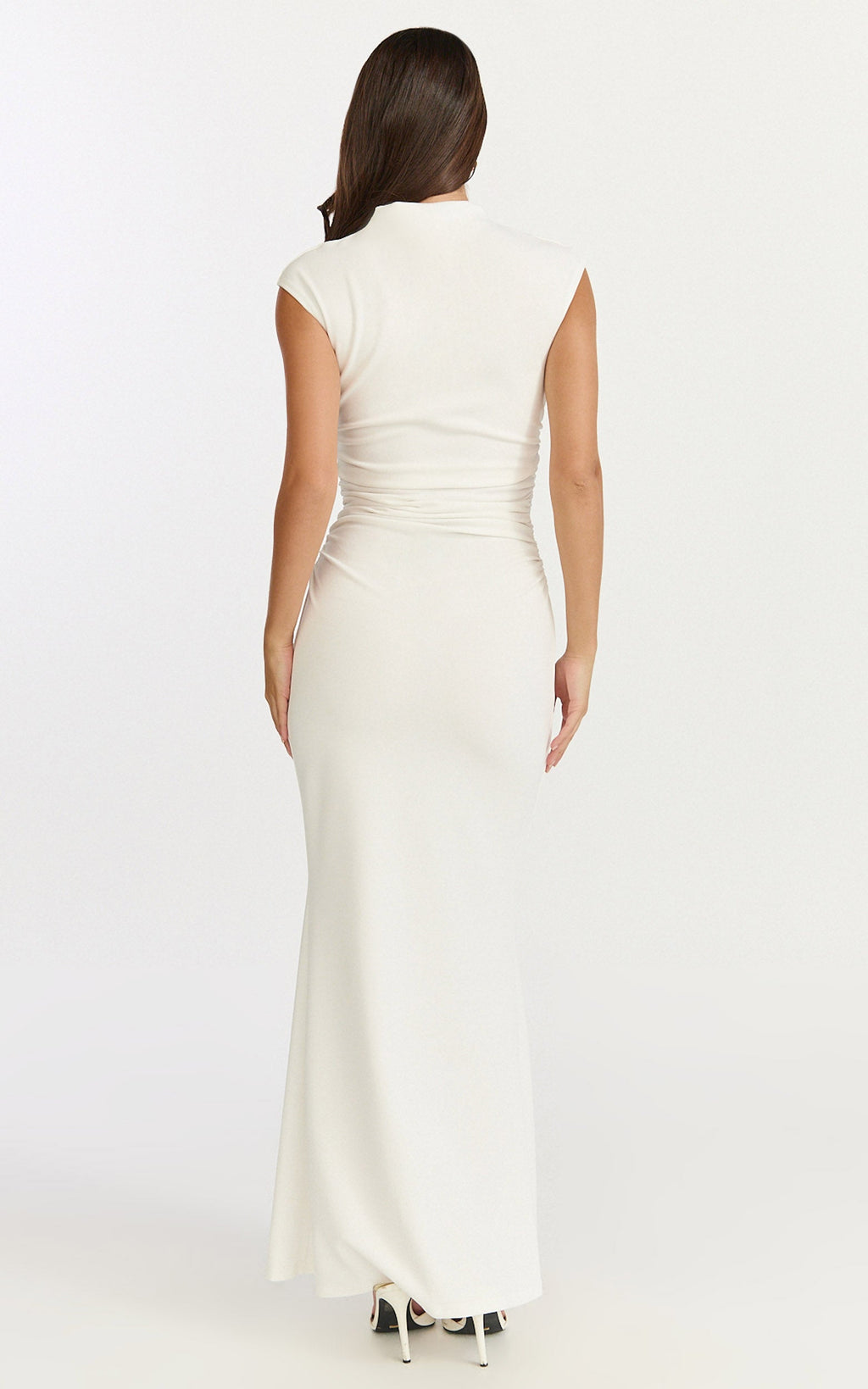 Eira Maxi Dress - High Neck Cap Sleeve Maxi Dress in White