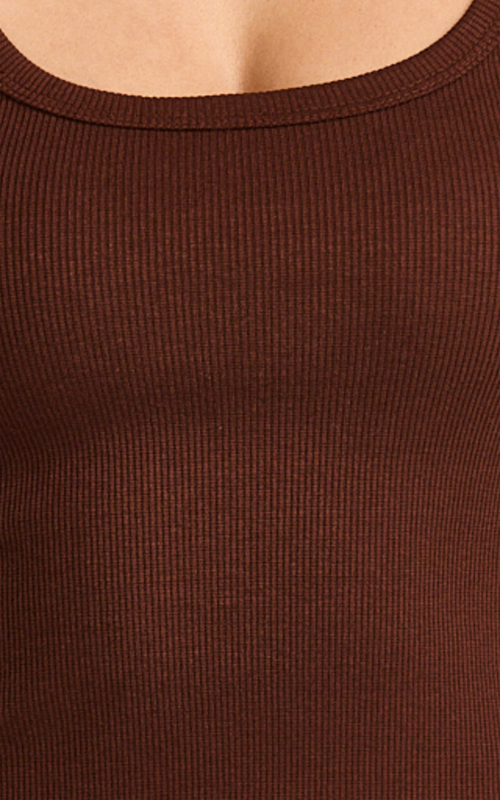 Elani Top - Scoop Neck Rib Tank Top in Chocolate