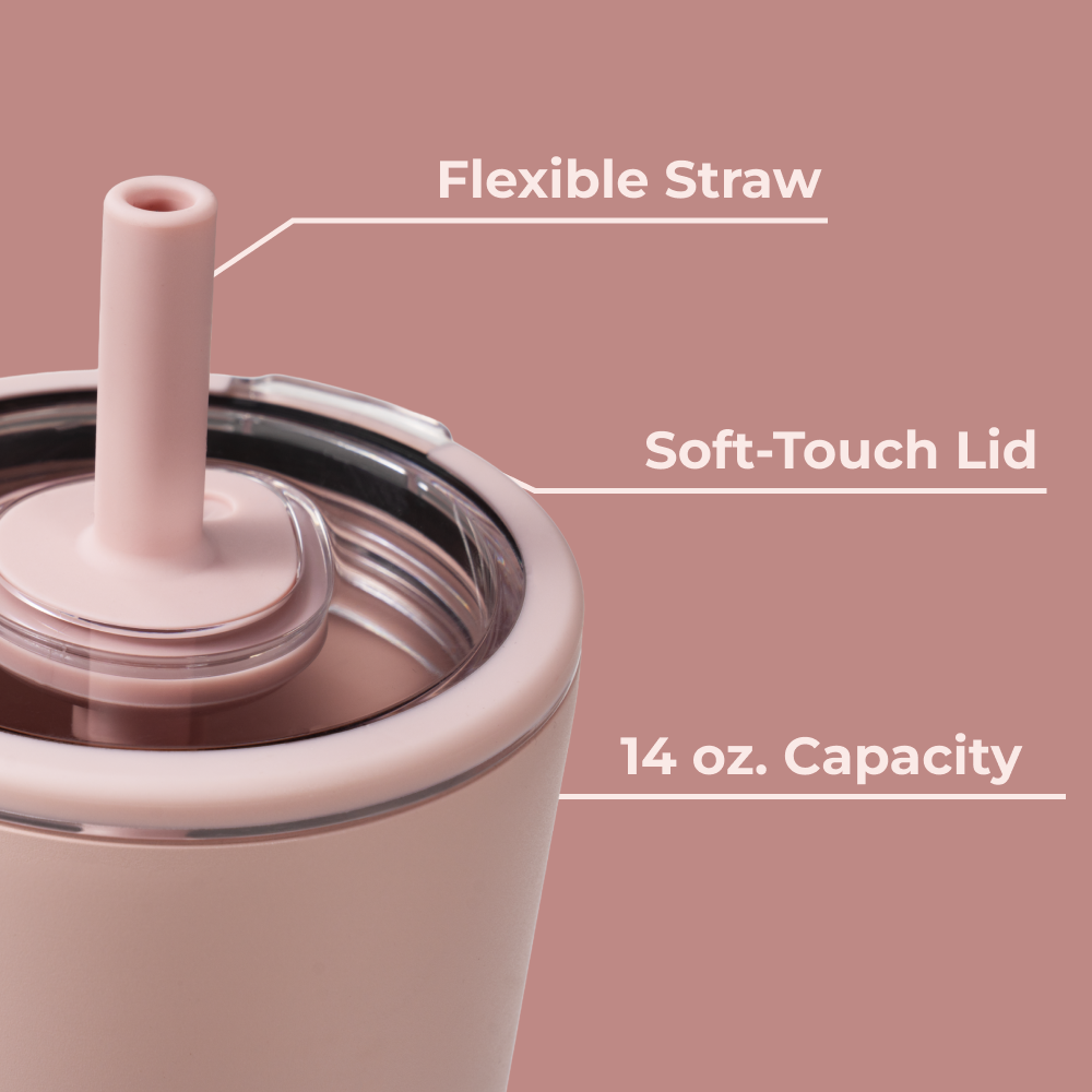 Dusty Rose Everyday Tumbler 14oz with Flexible Straw and Soft-Touch Lid