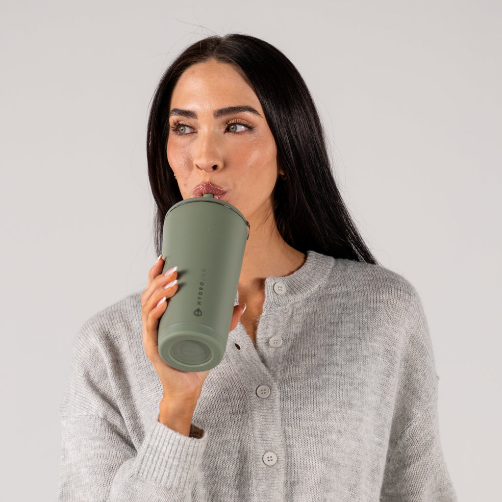 Woman Drinking from Courtyard Everyday Tumbler 20oz