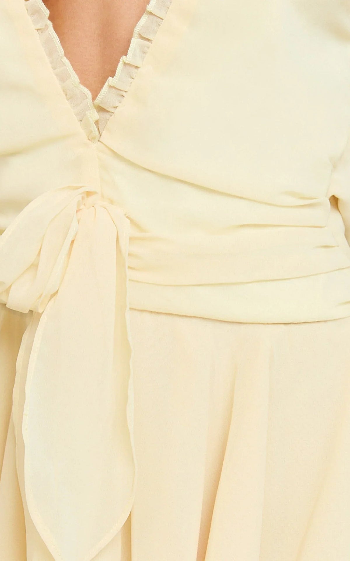 Eleonor Mini Dress - Halter Plunge Ruched  Fit And Flare Dress in Lemon