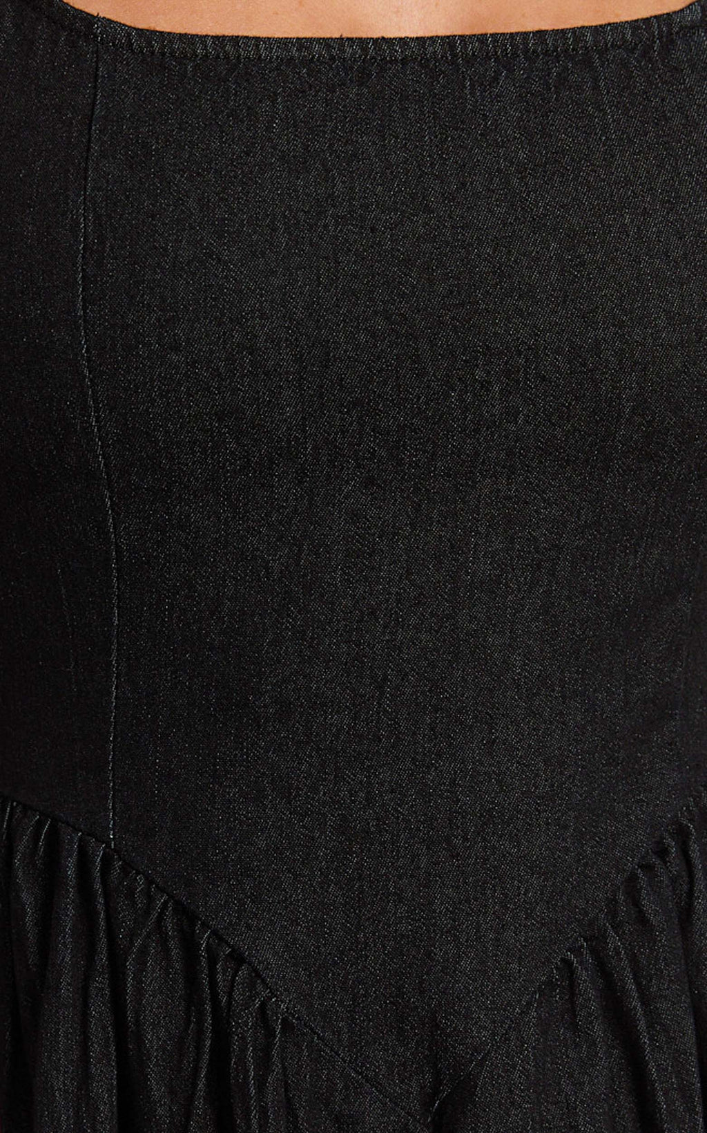 Rhaziya Midi Dress - Sleeveless Straight Neck Fit and Flare Dress in Black