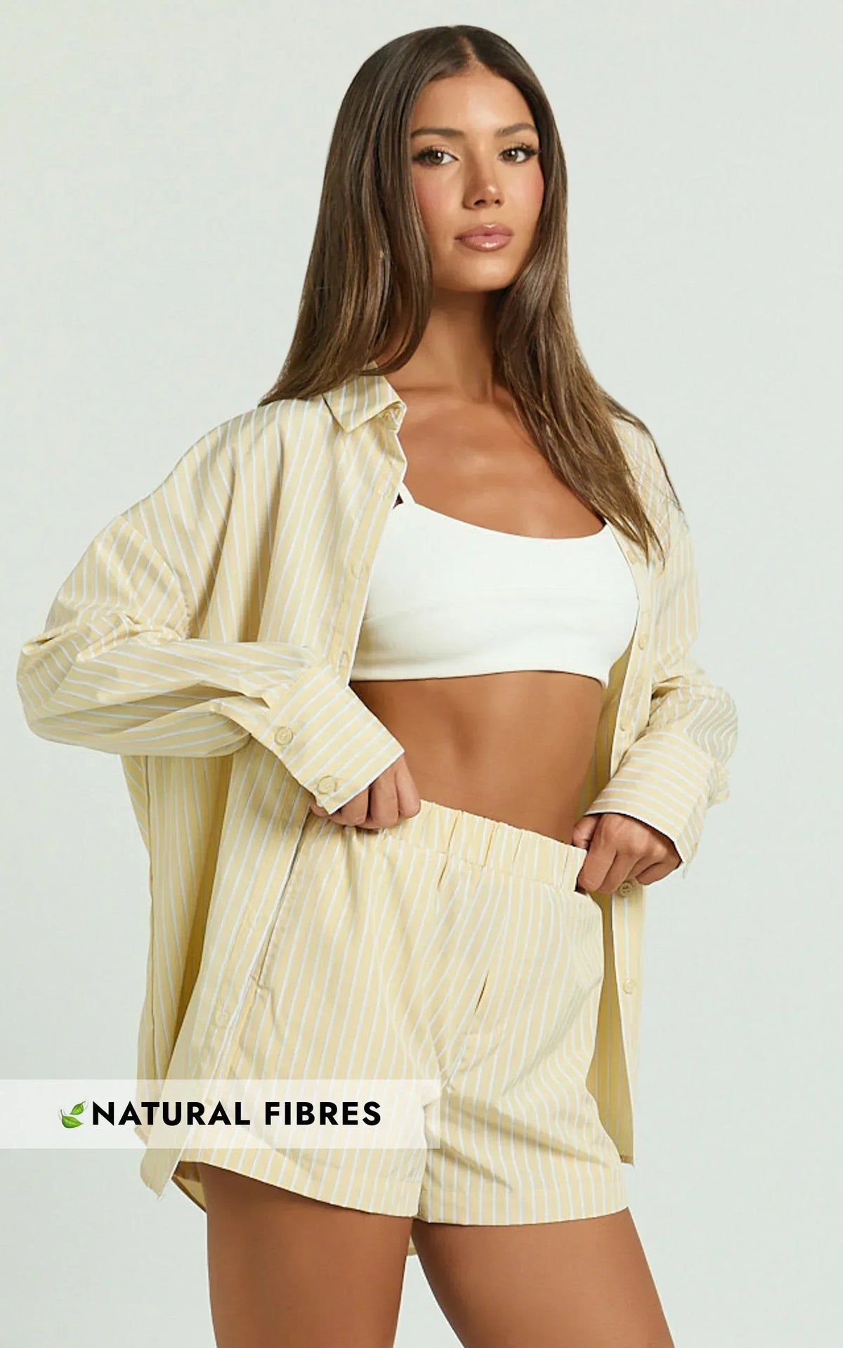 Chaemay Shorts - Line Boxer Shorts in Lemon Stripe